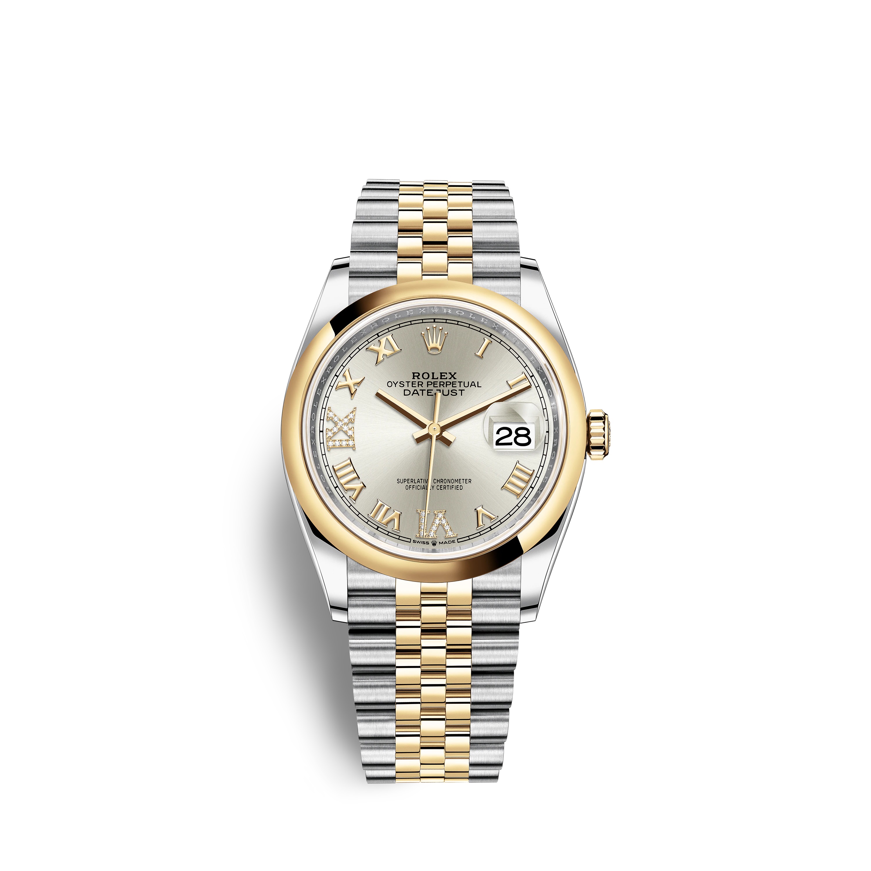 Datejust 36 126203 Gold & Stainless Steel Watch (Silver Set with Diamonds)