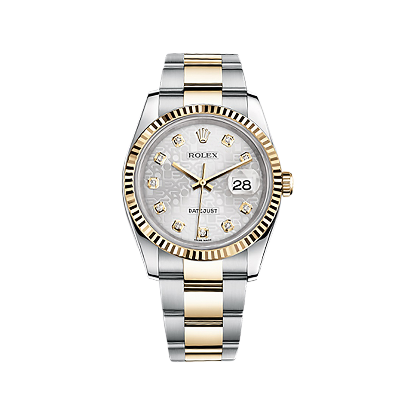 Datejust 36 116233 Gold & Stainless Steel Watch (Silver Jubilee Design Set with Diamonds)