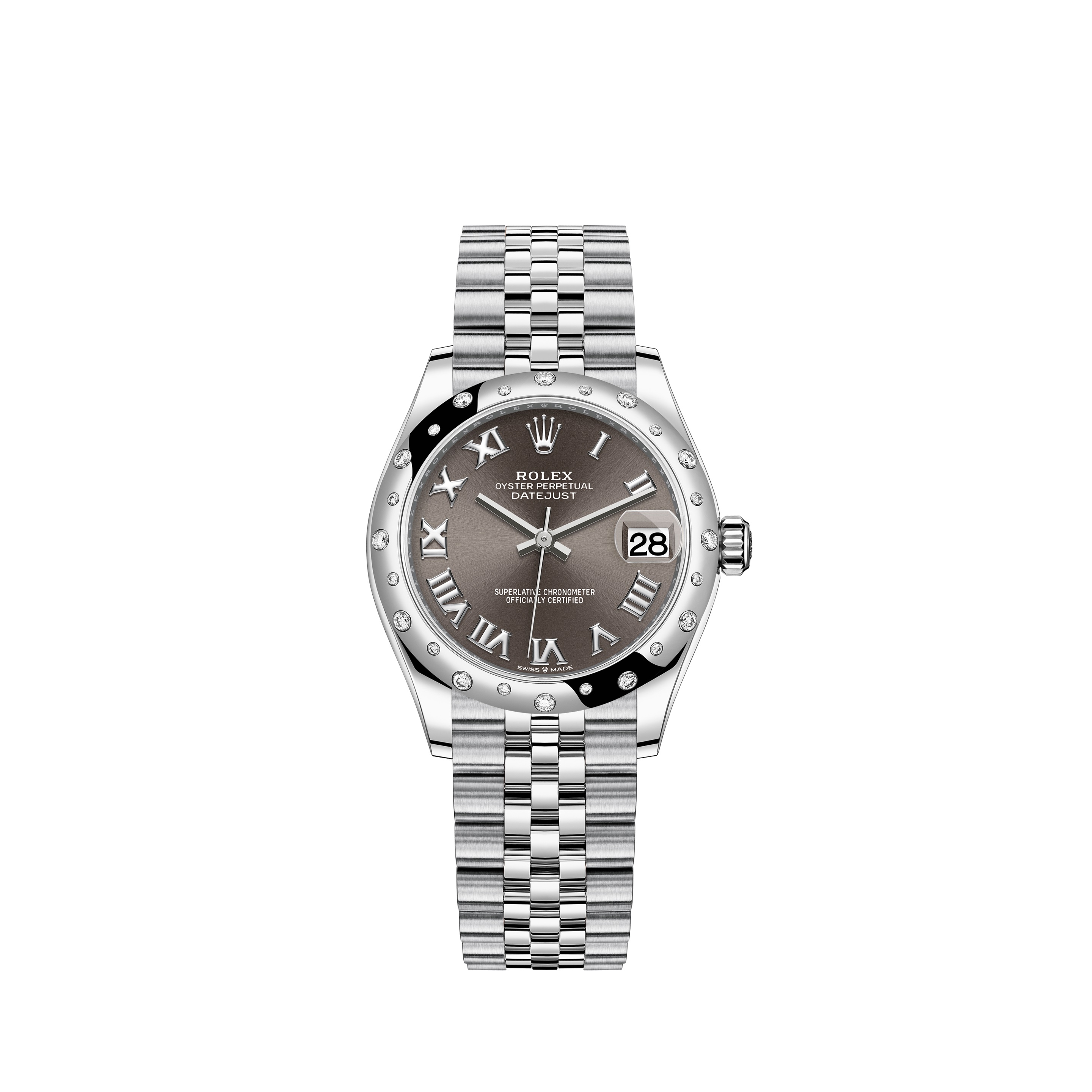 Datejust 31 278344RBR White Gold & Stainless Steel Watch (Dark Grey) - Click Image to Close