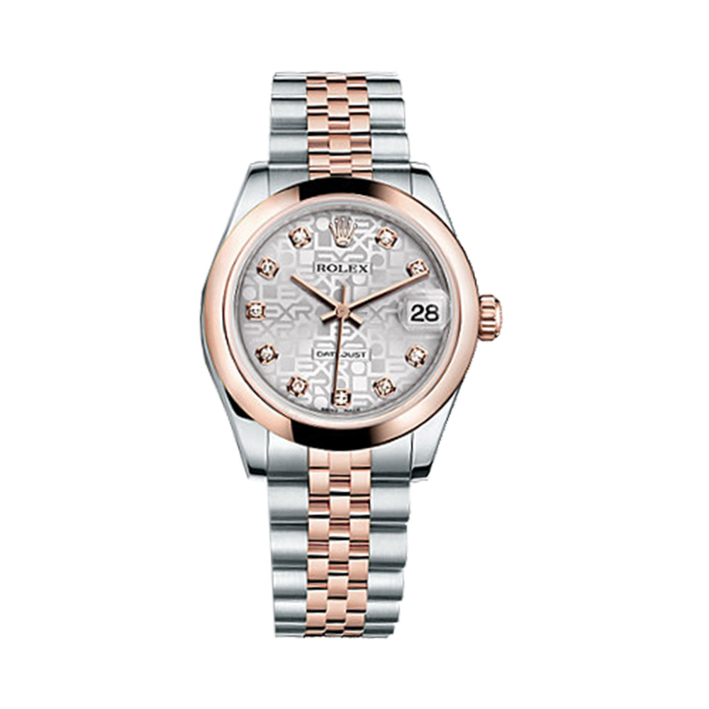 Datejust 31 178241 Rose Gold & Stainless Steel Watch (Silver Jubilee Design Set with Diamonds) - Click Image to Close