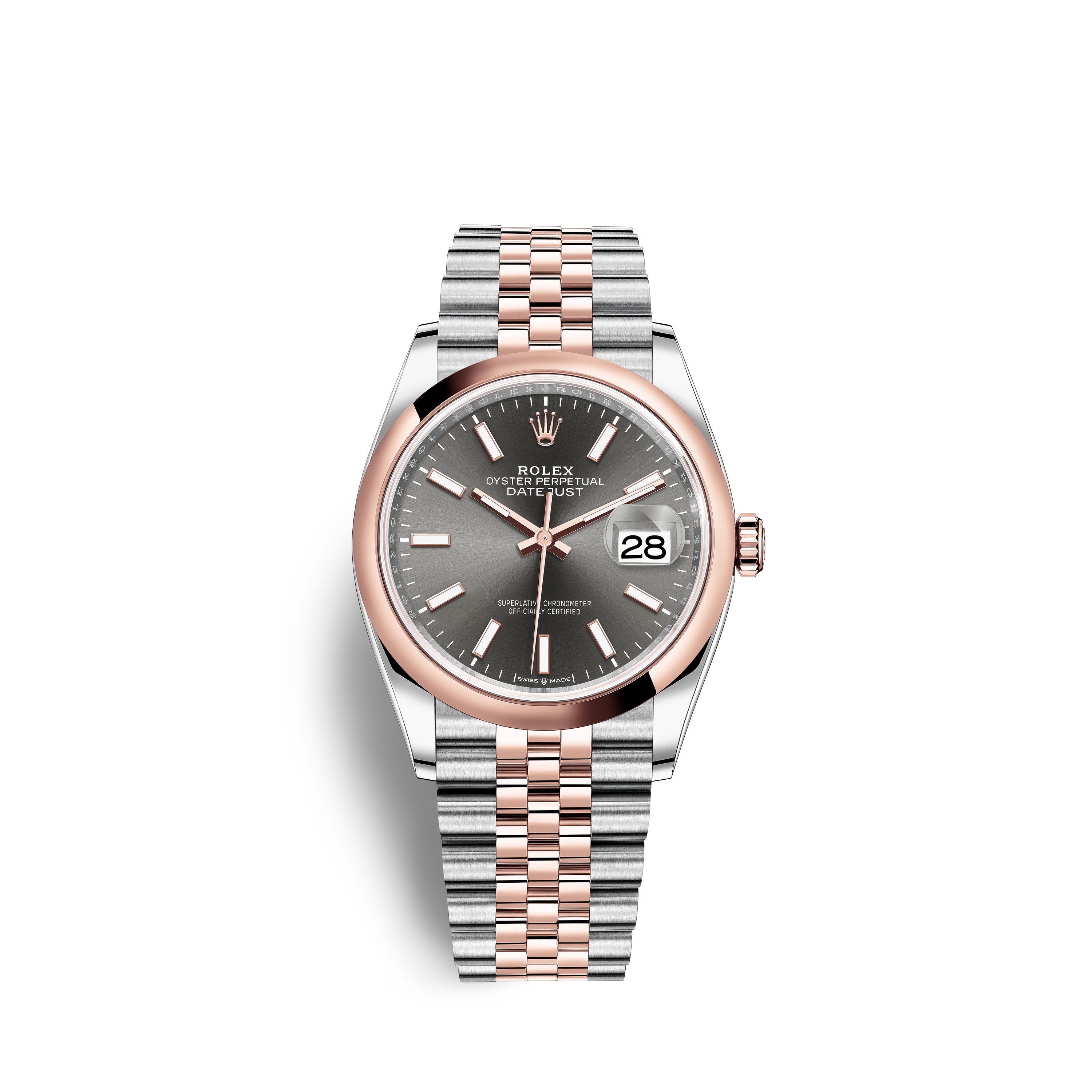 Datejust 36 126201 Rose Gold & Stainless Steel Watch (Dark Rhodium) - Click Image to Close