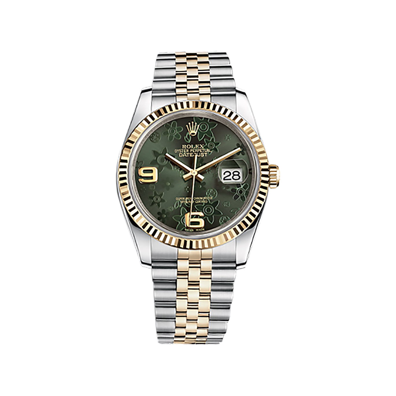 Datejust 36 116233 Gold & Stainless Steel Watch (Green Floral Motif)