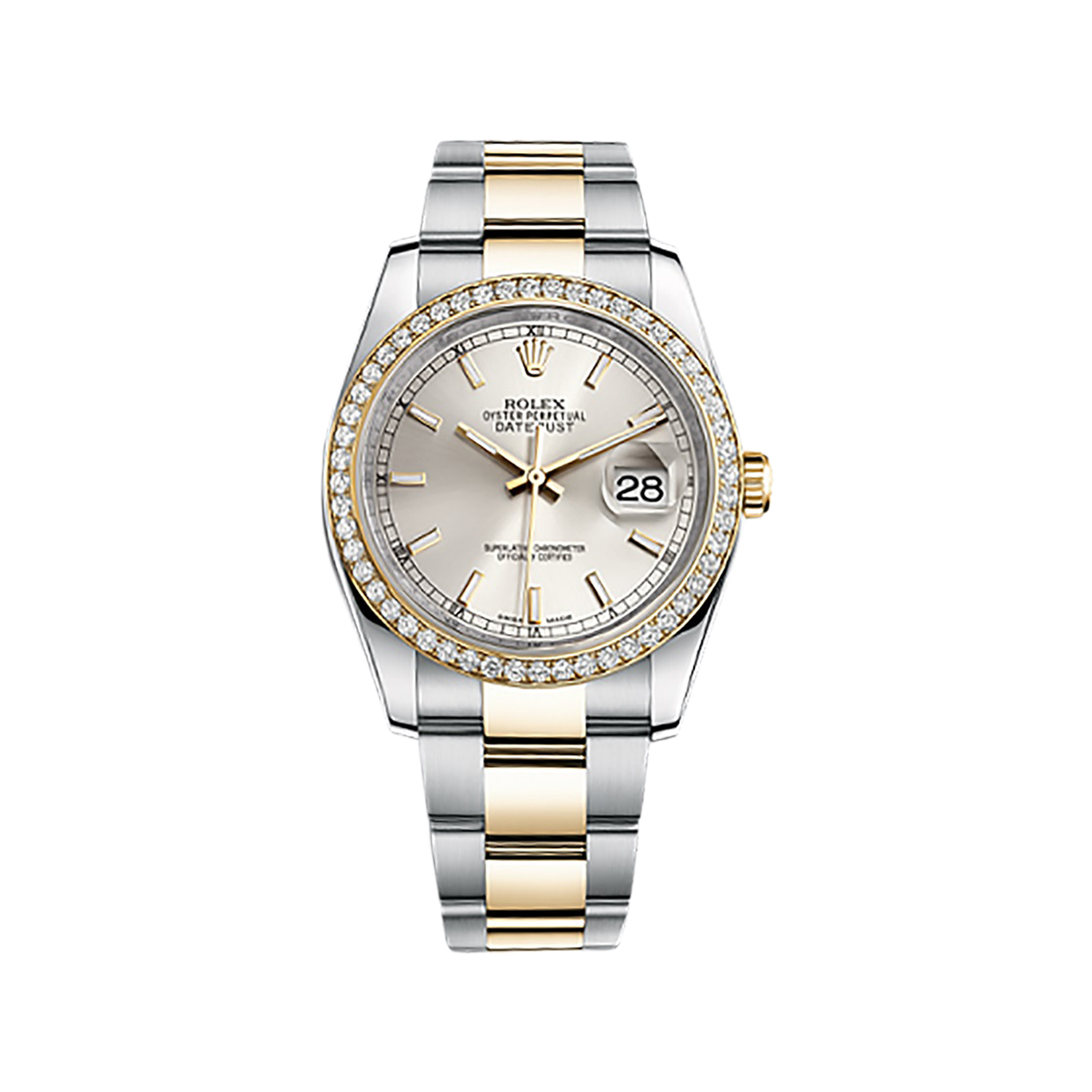 Datejust 36 116243 Gold & Stainless Steel Watch (Silver)