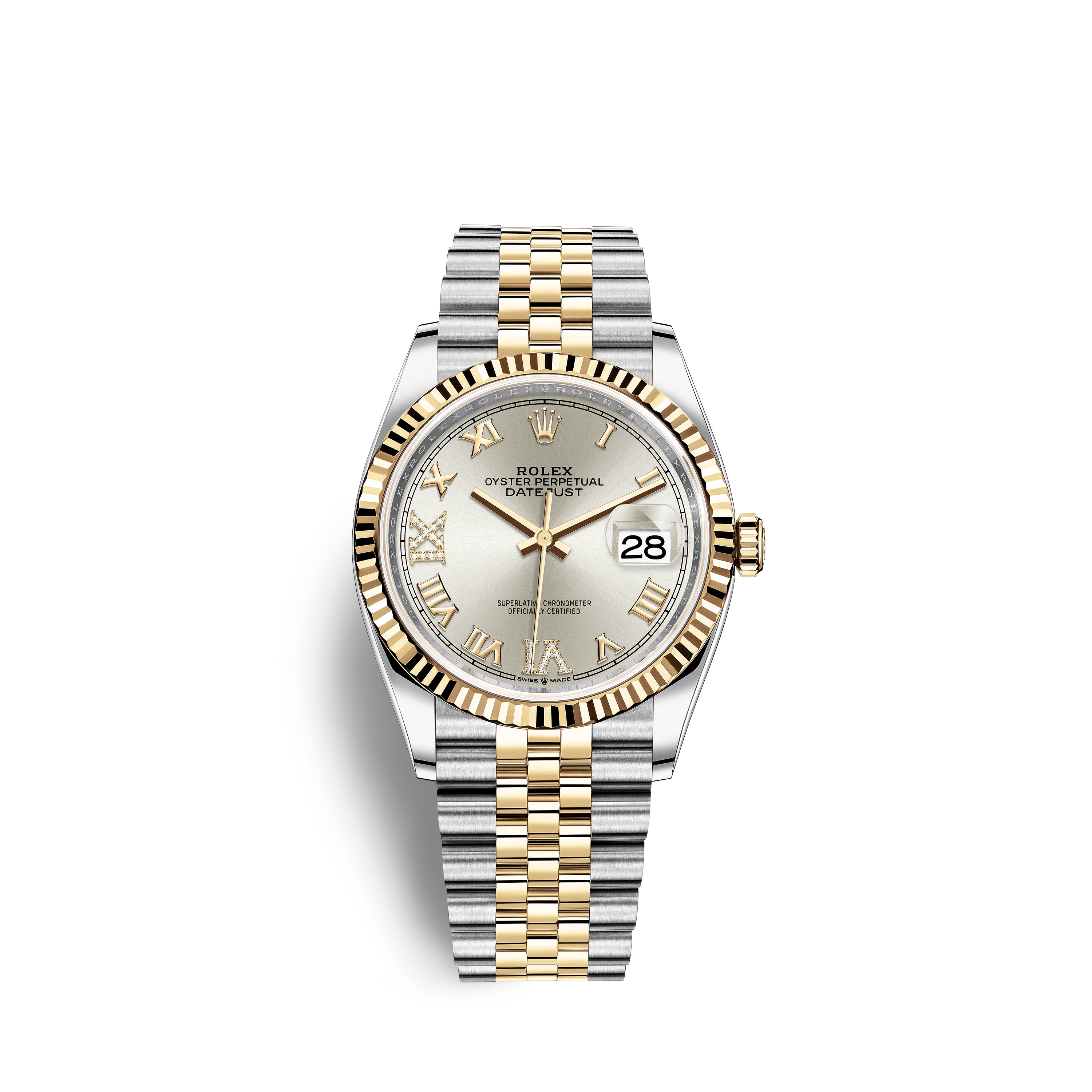 Datejust 36 126233 Gold & Stainless Steel Watch (Silver Set with Diamonds)