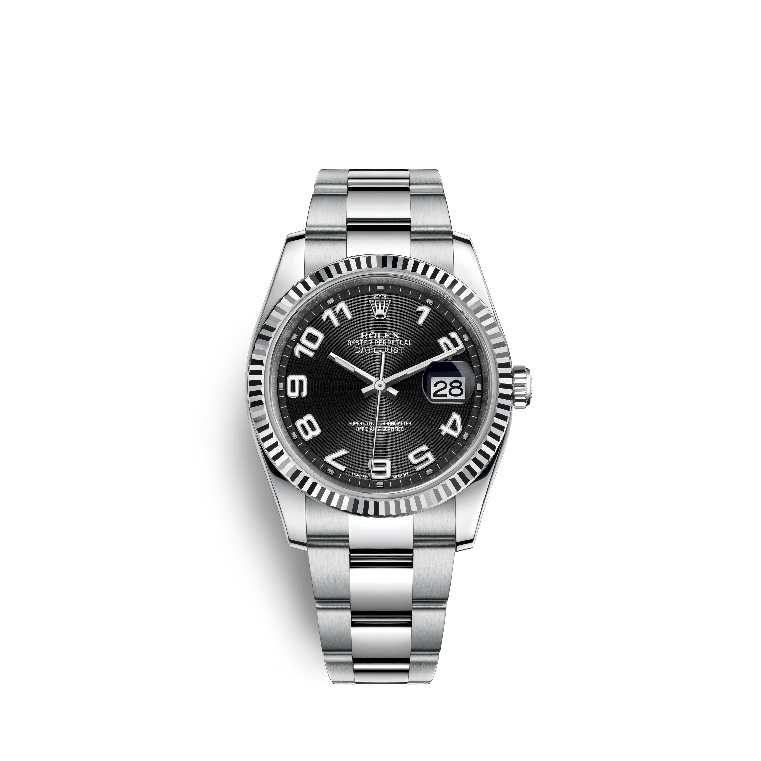 Datejust 36 116234 White Gold & Stainless Steel Watch (Black) - Click Image to Close