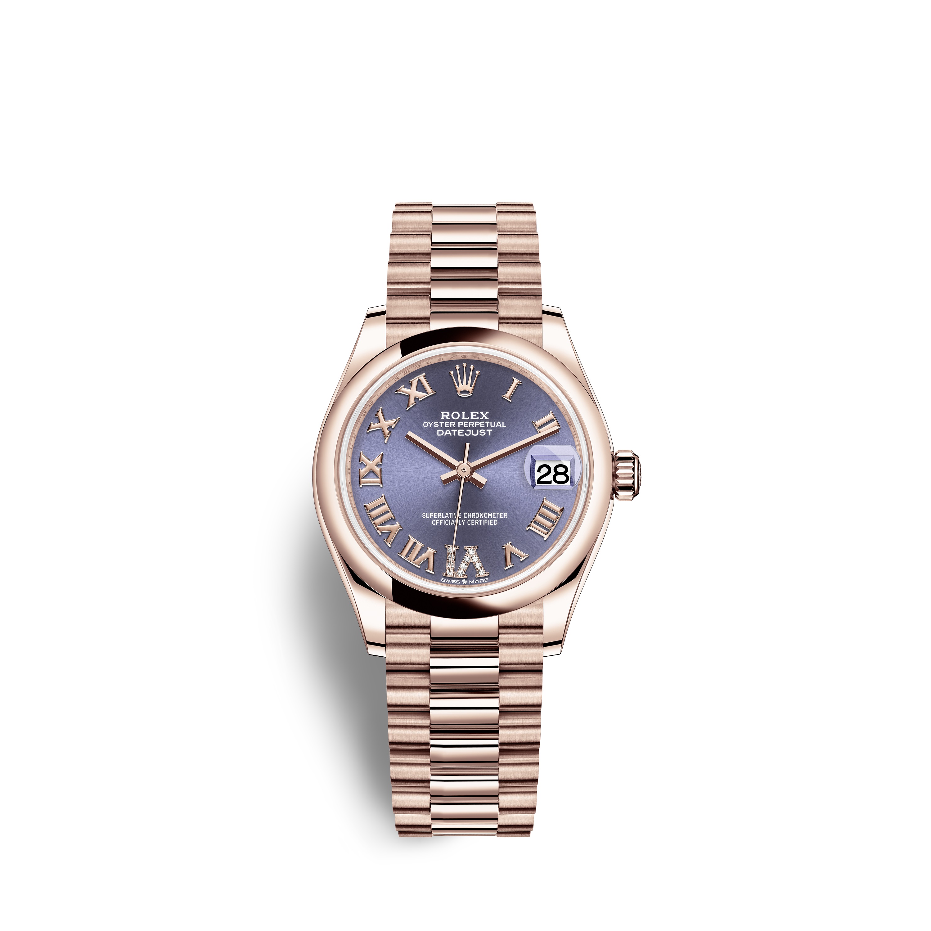 Datejust 31 278245 Rose Gold Watch (Aubergine Set with Diamonds)