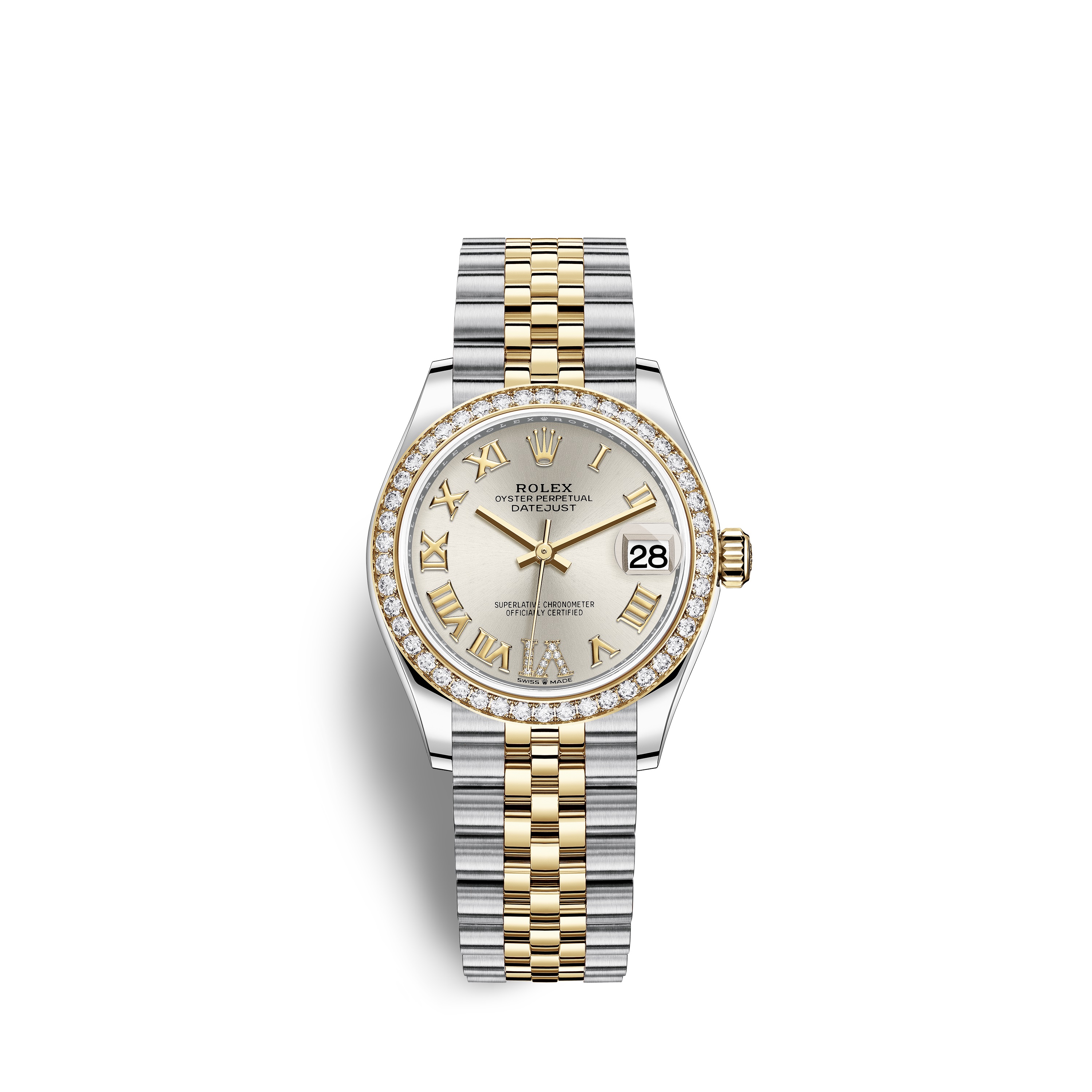 Datejust 31 278383RBR Gold & Stainless Steel Watch (Silver Set with Diamonds)