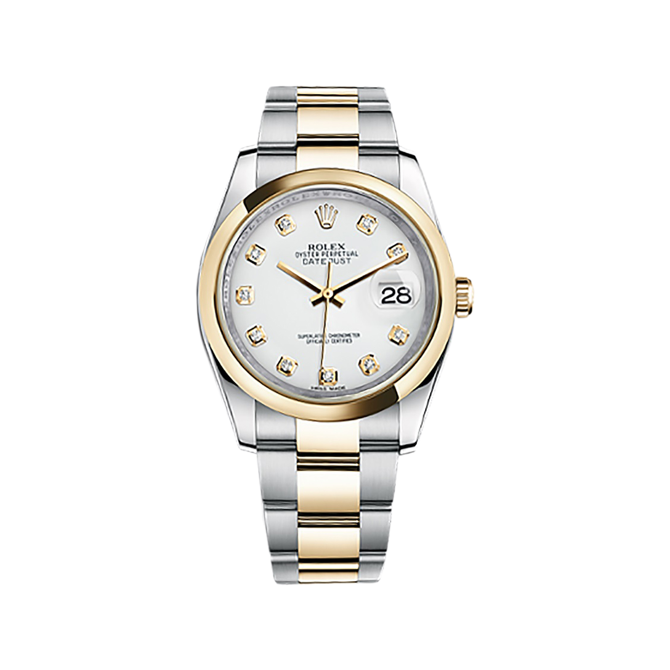 Datejust 36 116203 Gold & Stainless Steel Watch (White Set with Diamonds)