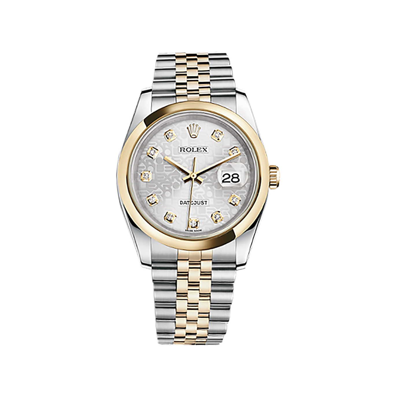 Datejust 36 116203 Gold & Stainless Steel Watch (Silver Jubilee Design Set with Diamonds)