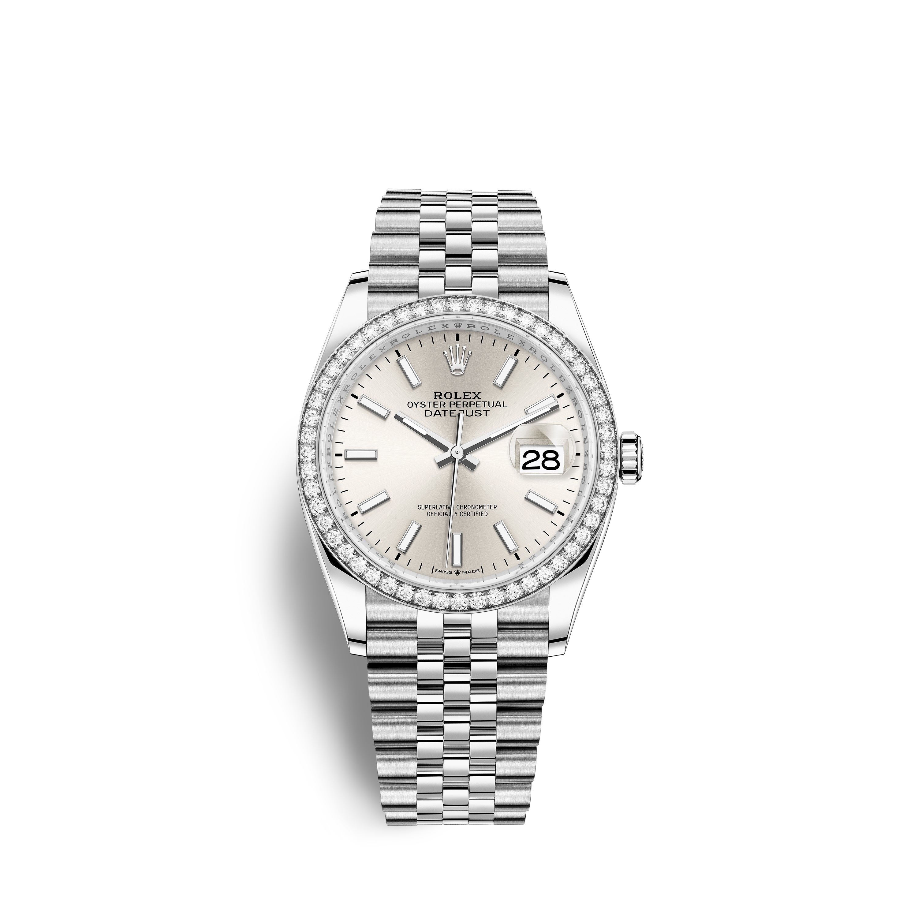 Datejust 36 126284RBR White Gold, Stainless Steel & Diamonds Watch (Silver)