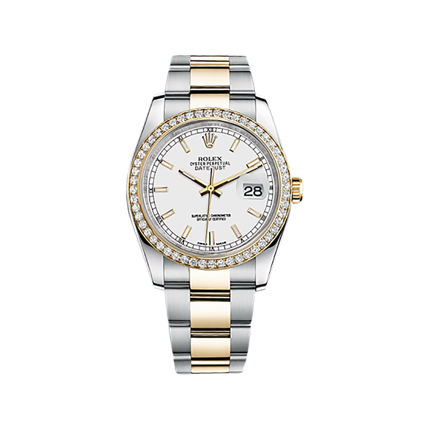 Datejust 36 116243 Gold & Stainless Steel Watch (White) - Click Image to Close