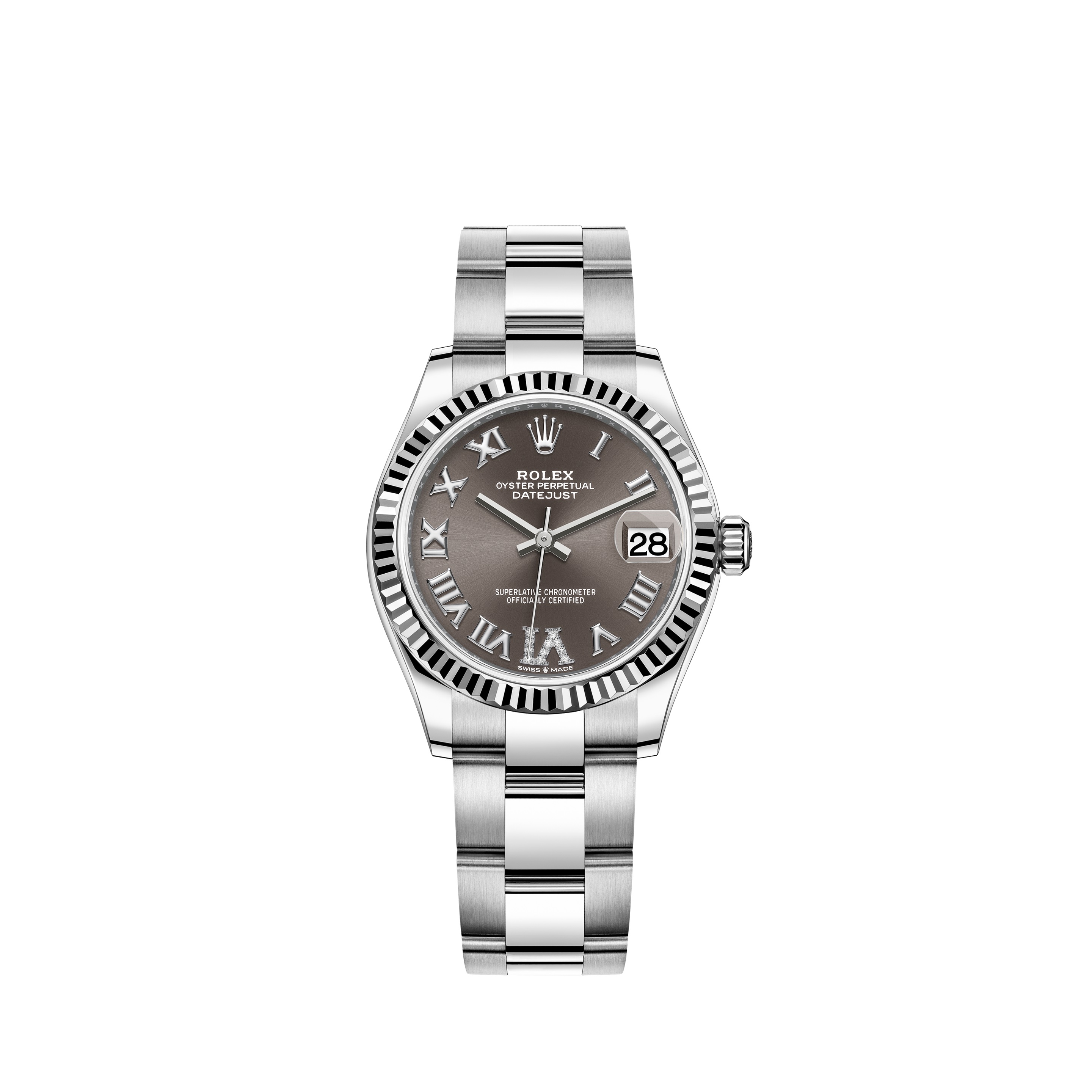 Datejust 31 278274 White Gold & Stainless Steel Watch (Dark Grey Set with Diamonds) - Click Image to Close