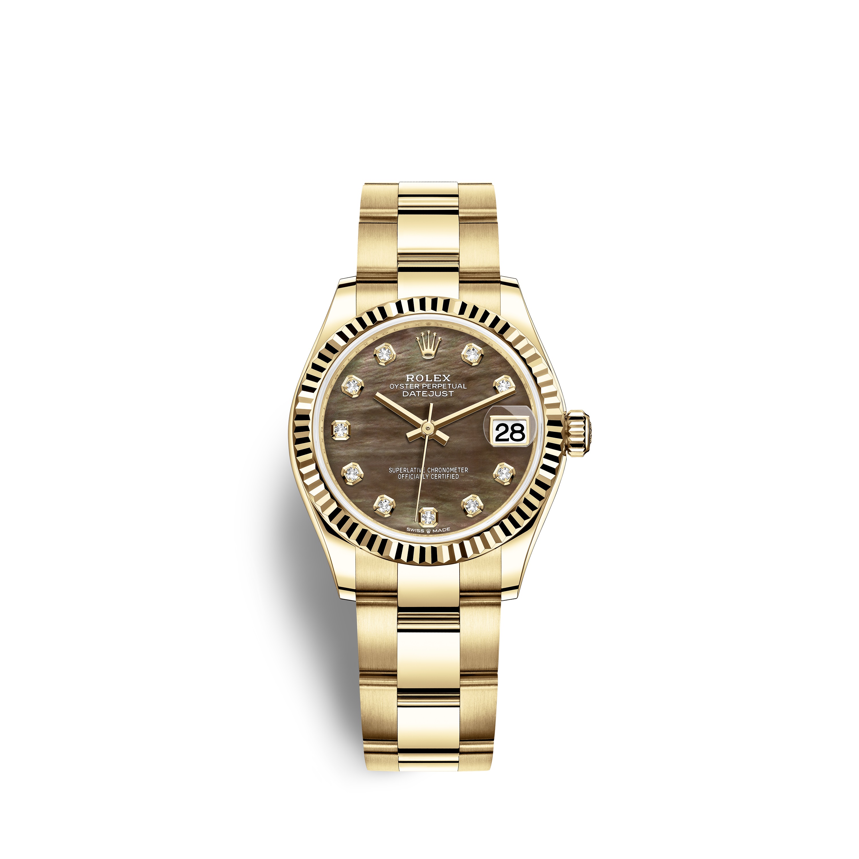 Datejust 31 278278 Gold Watch (Black Mother-of-Pearl Set with Diamonds) - Click Image to Close