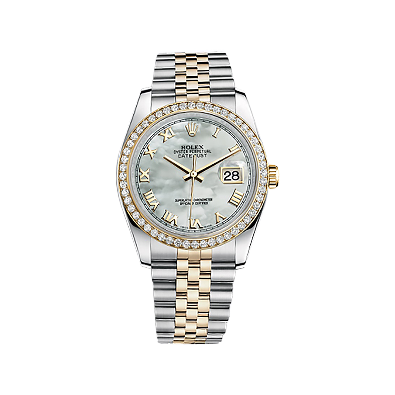 Datejust 36 116243 Gold & Stainless Steel Watch (White Mother-of-Pearl)