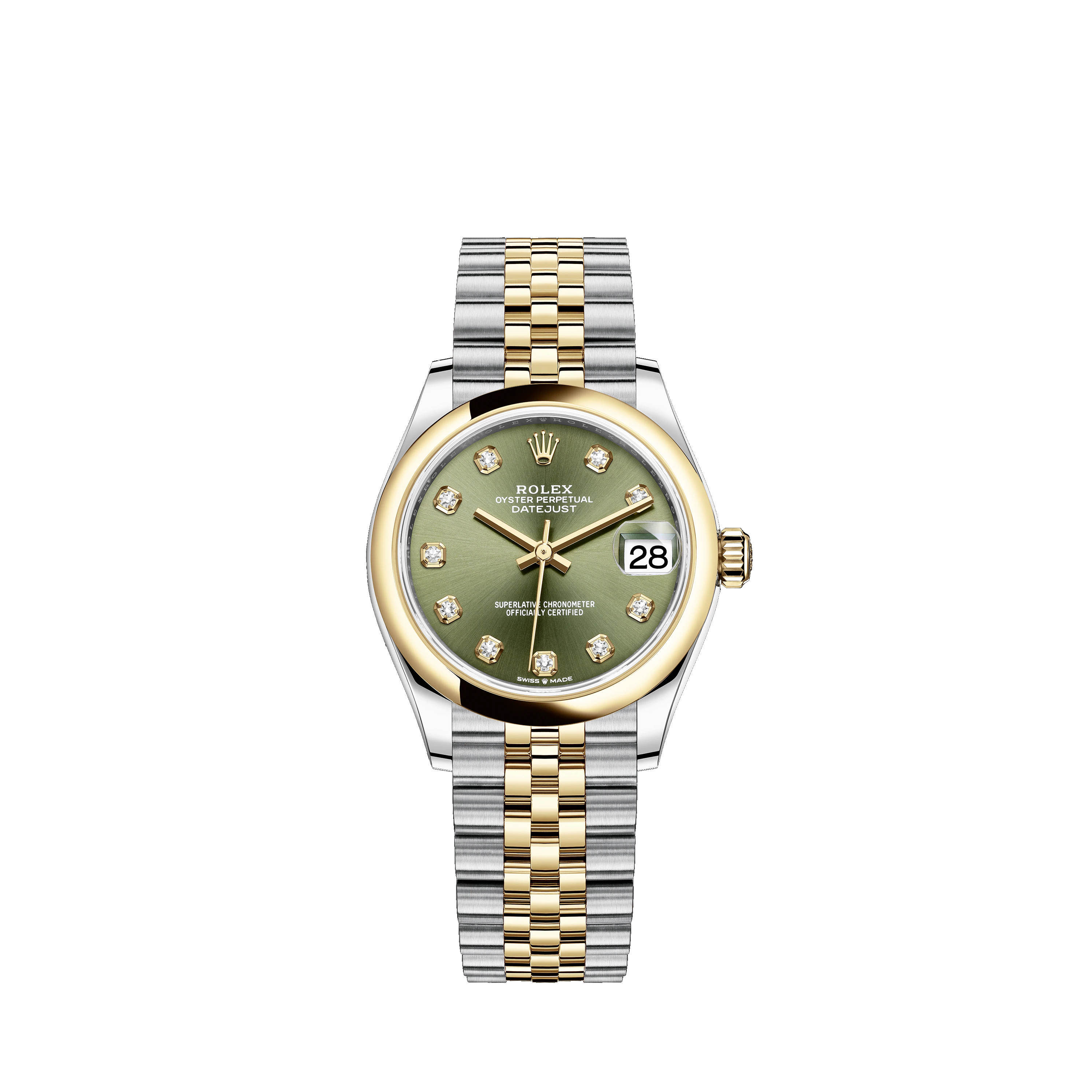 Datejust 31 278243 Gold & Stainless Watch (Olive Green Set with Diamonds)