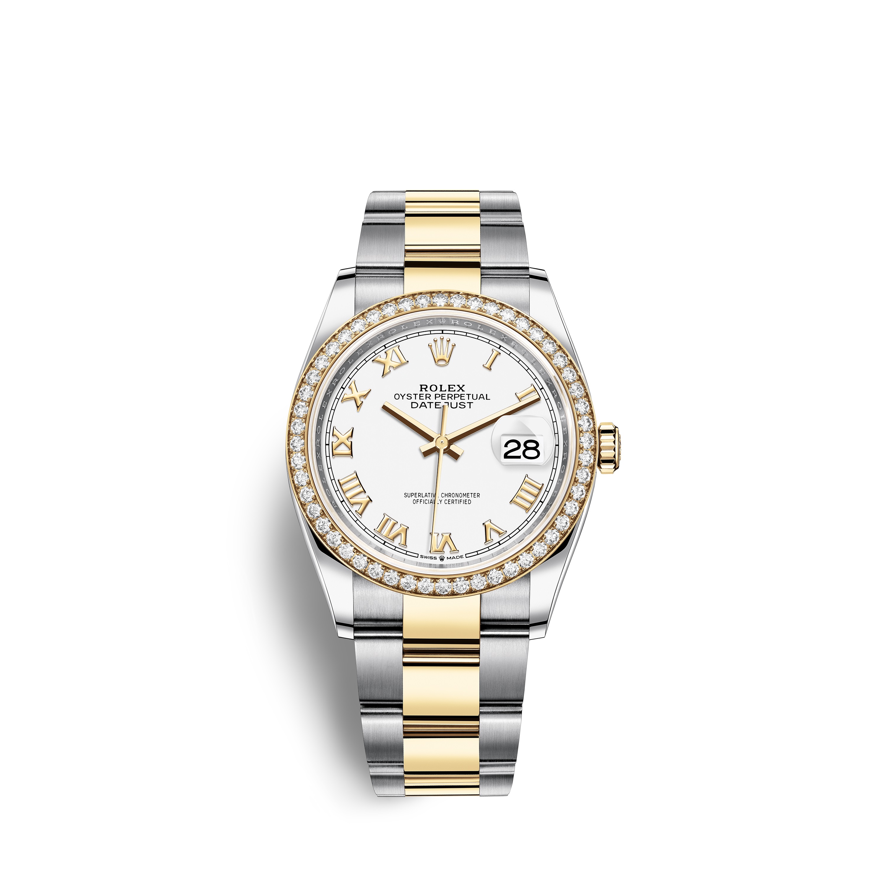 Datejust 36 126283RBR Gold & Stainless Steel Watch (White) - Click Image to Close