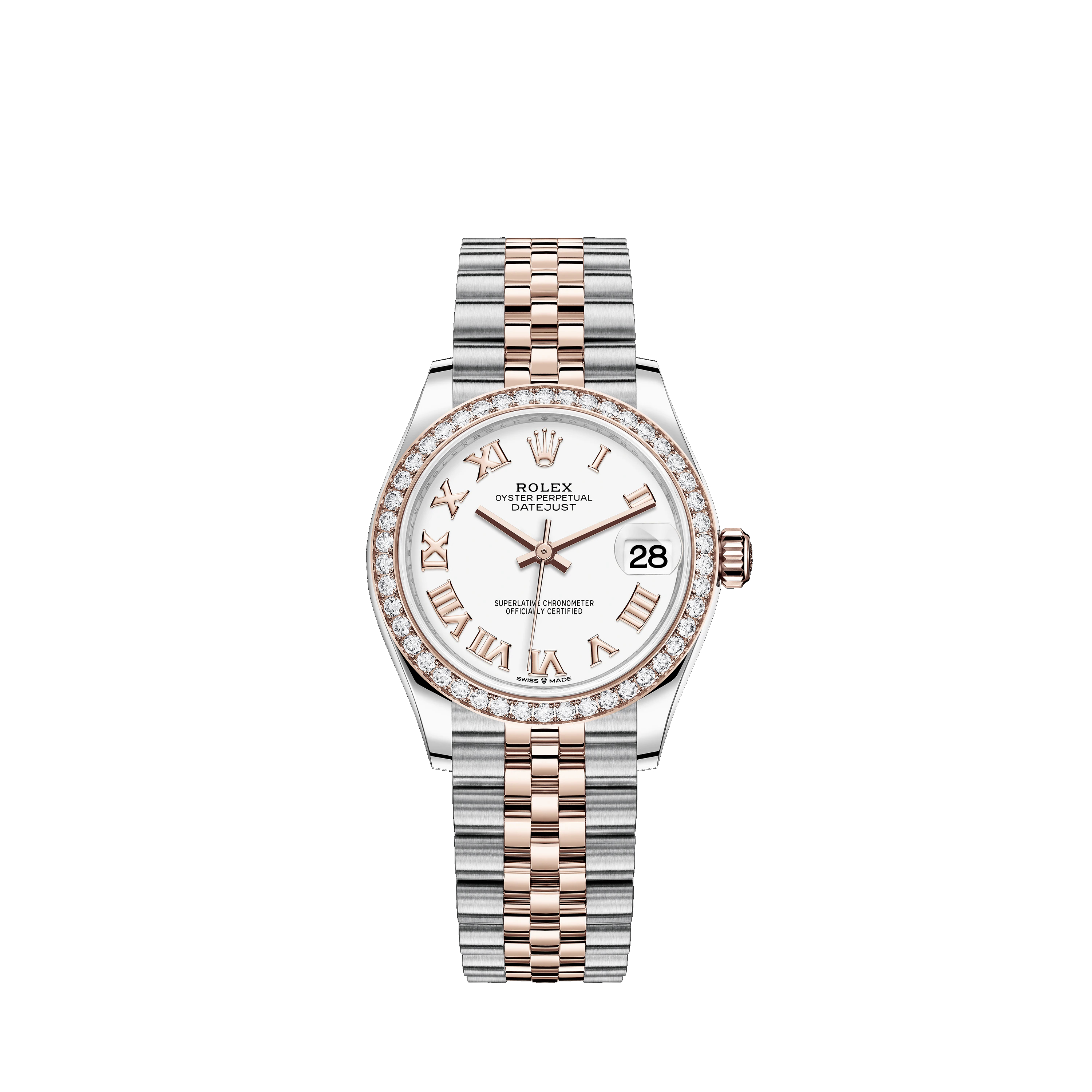 Datejust 31 278381RBR Rose Gold, Stainless Steel & Diamonds Watch (White)