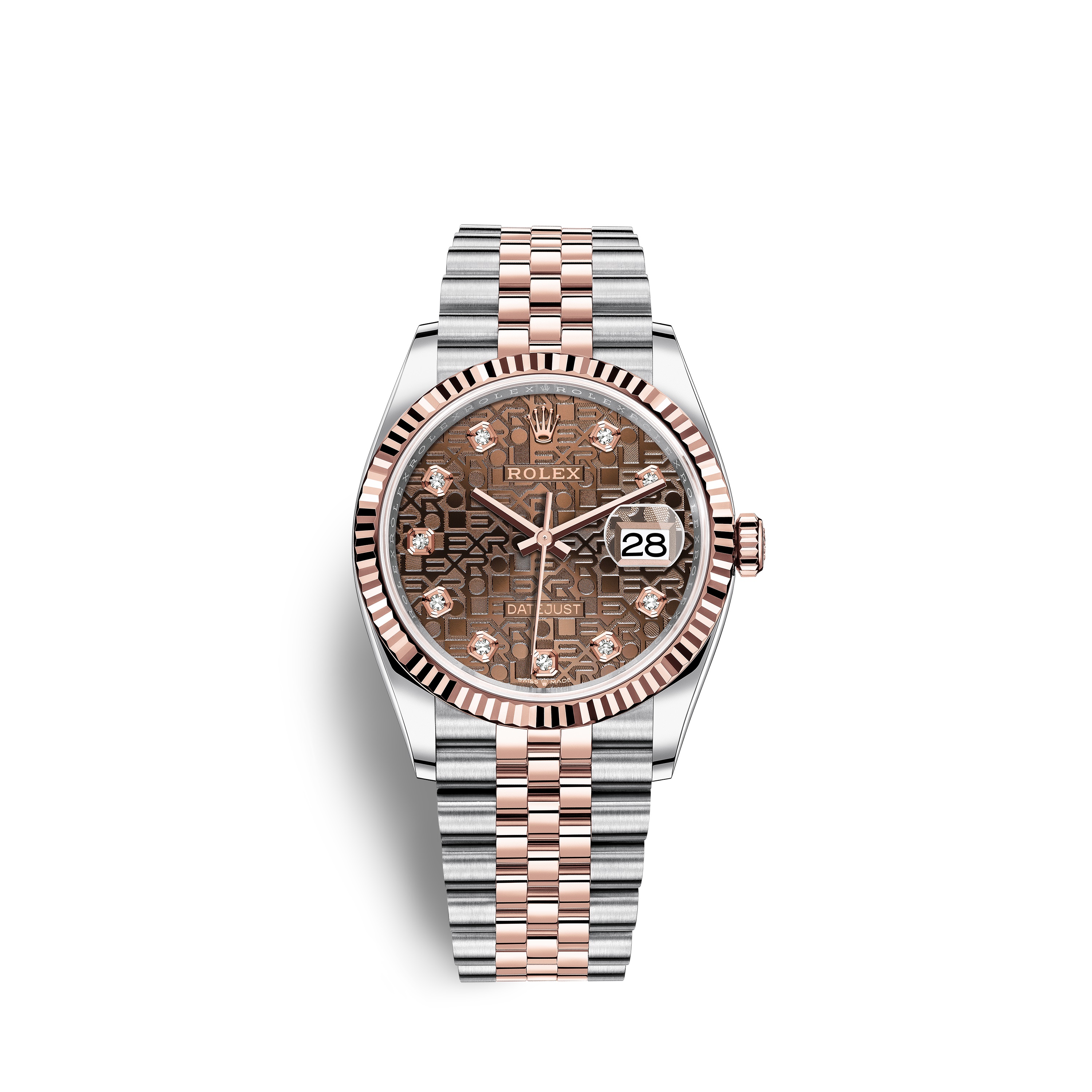 Datejust 36 126231 Rose Gold & Stainless Steel Watch (Chocolate Jubilee Design Set with Diamonds) - Click Image to Close