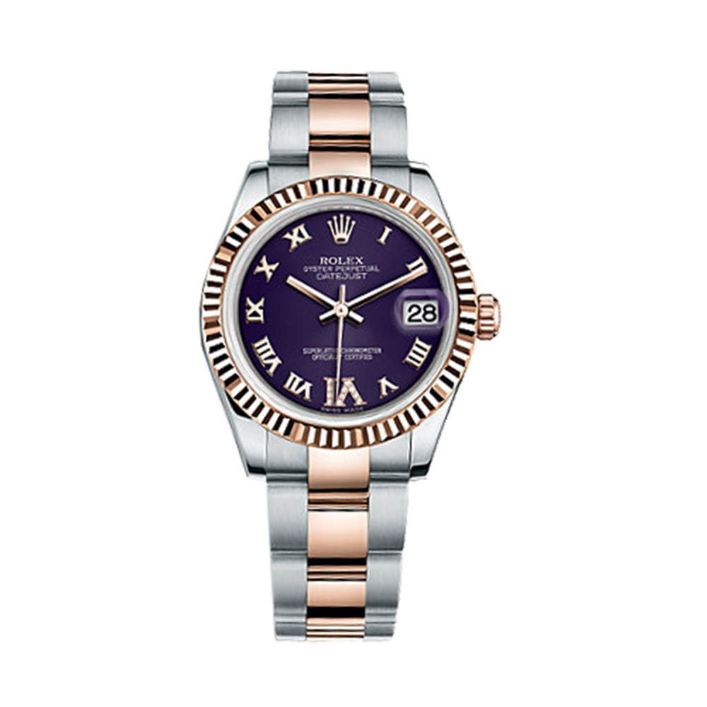 Datejust 31 178271 Rose Gold & Stainless Steel Watch (Purple Set with Diamonds)