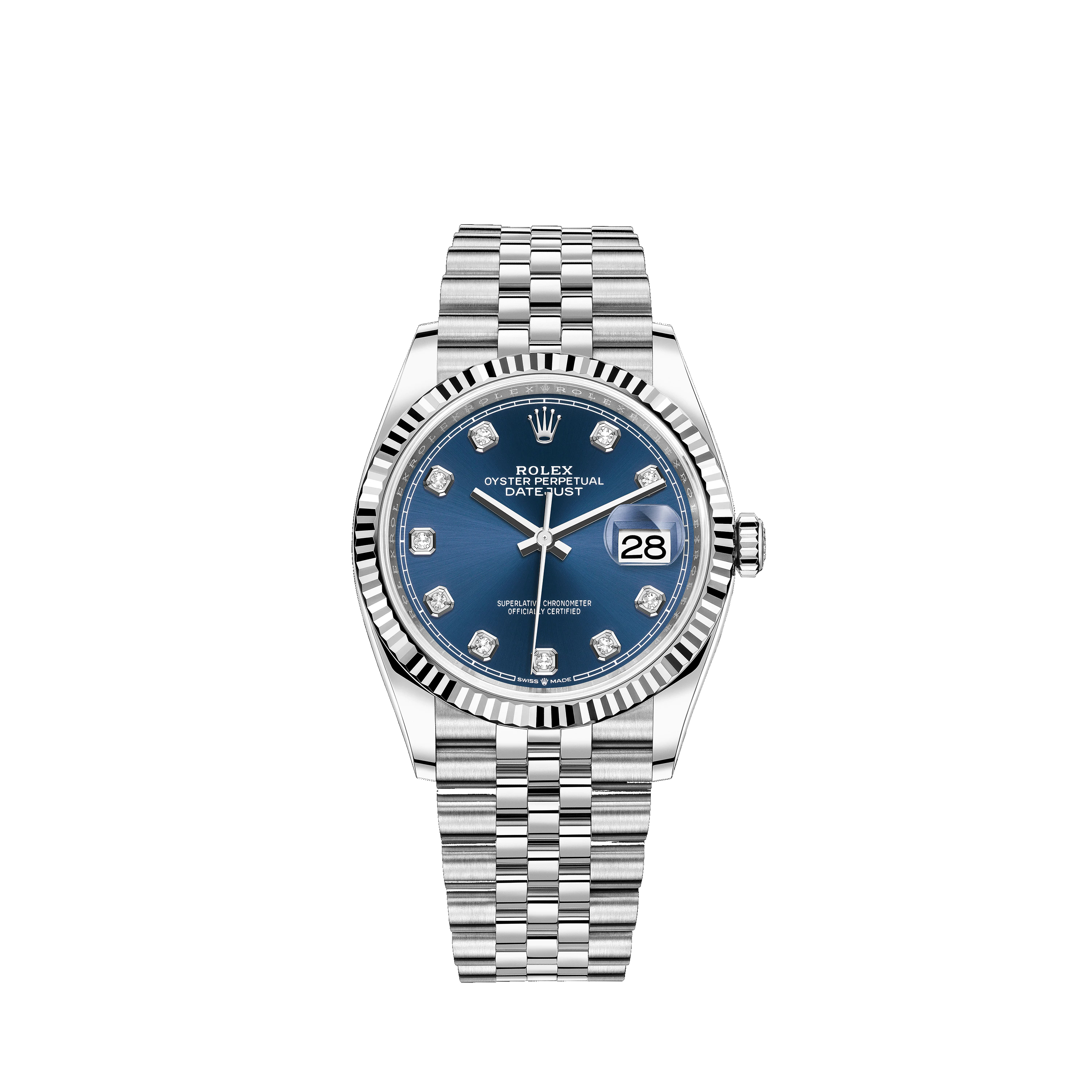 Datejust 36 126234 White Gold & Stainless Steel Watch (Blue Set with Diamonds)