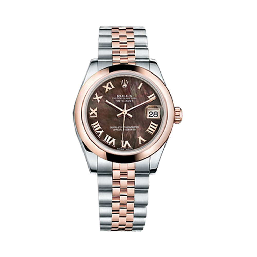 Datejust 31 178241 Rose Gold & Stainless Steel Watch (Black Mother-of-Pearl) - Click Image to Close
