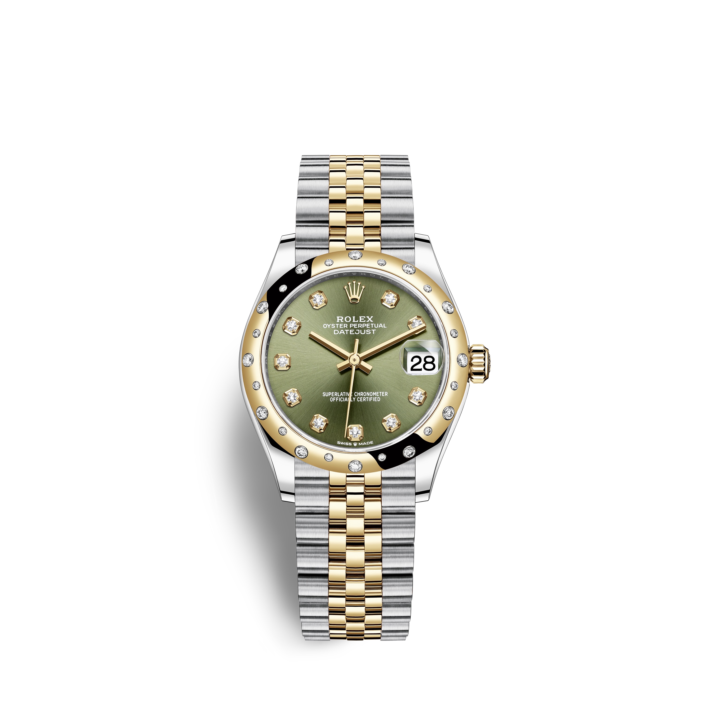 Datejust 31 278343RBR Gold & Stainless Steel Watch (Olive Green Set with Diamonds)