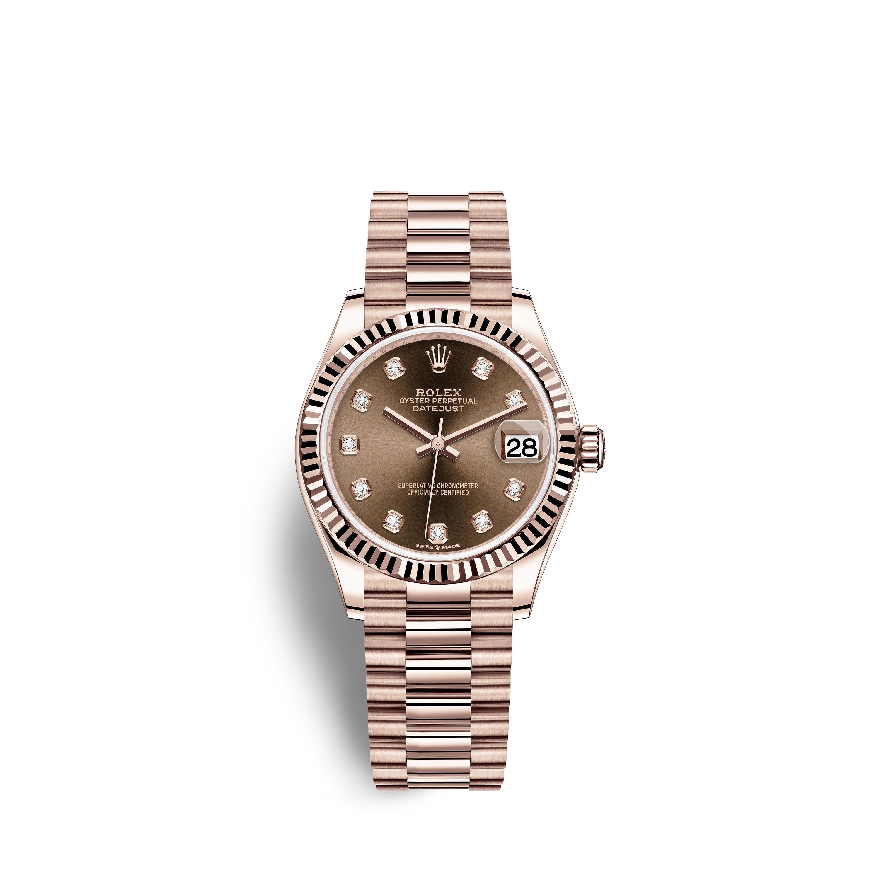 Datejust 31 278275 Rose Gold Watch (Chocolate Set with Diamonds) - Click Image to Close