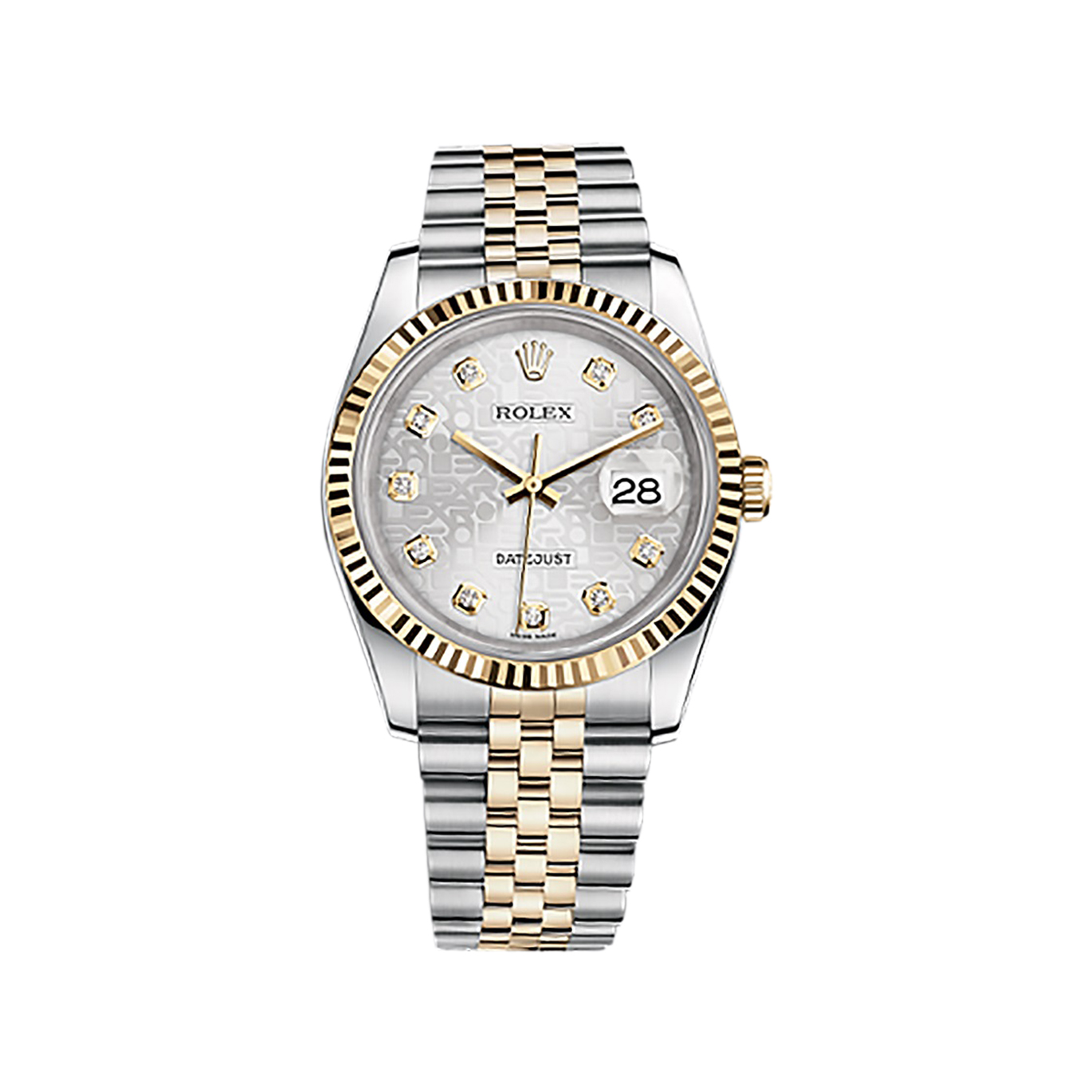 Datejust 36 116233 Gold & Stainless Steel Watch (Silver Jubilee Design Set with Diamonds) - Click Image to Close