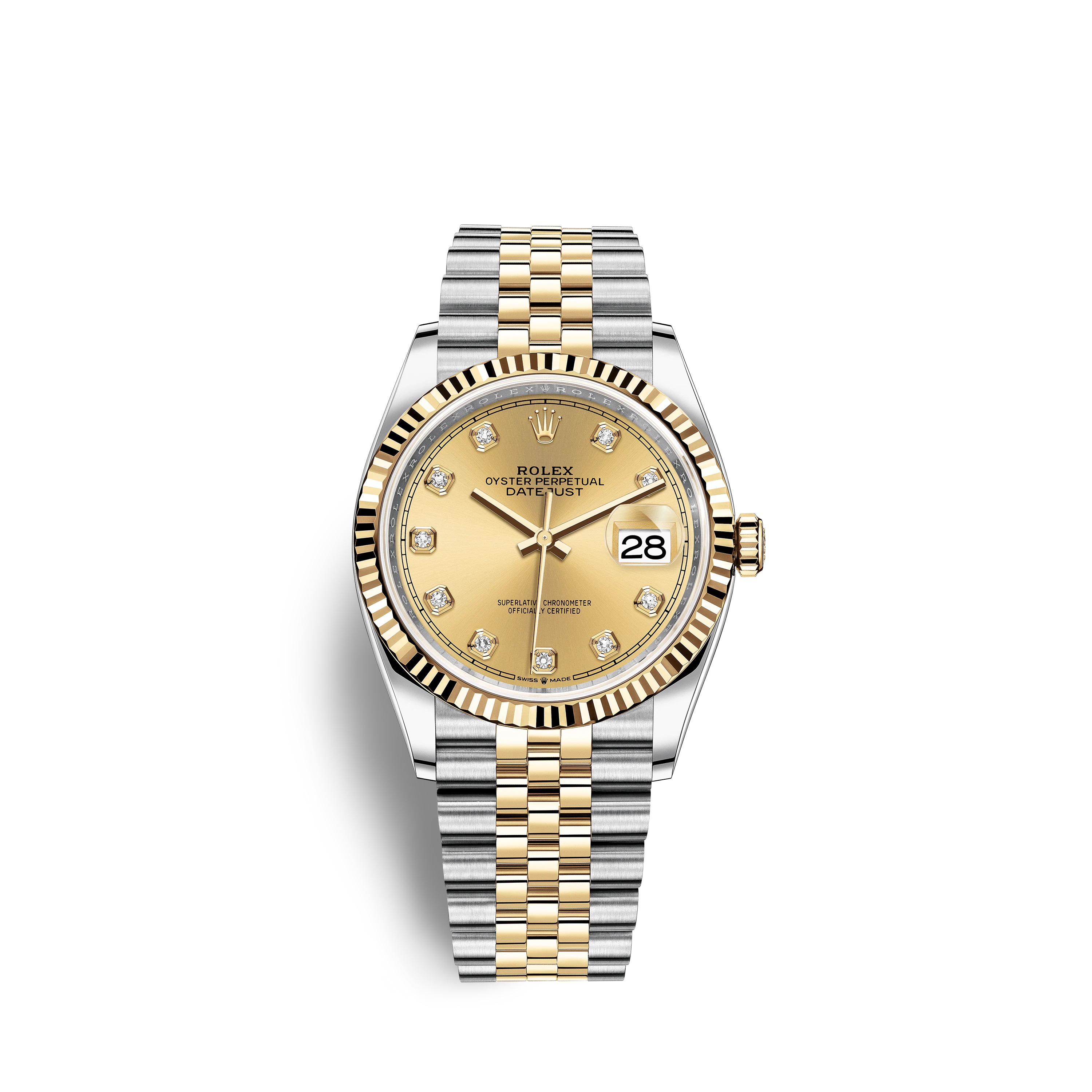 Datejust 36 126233 Gold & Stainless Steel Watch (Champagne-Colour Set with Diamonds) - Click Image to Close