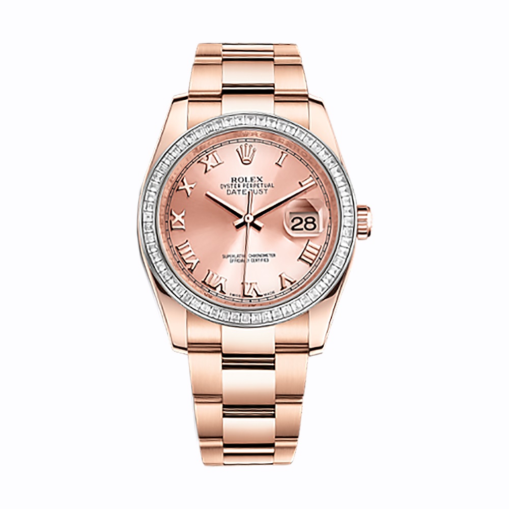 Datejust 36 116285BBR Rose Gold Watch (Pink) - Click Image to Close
