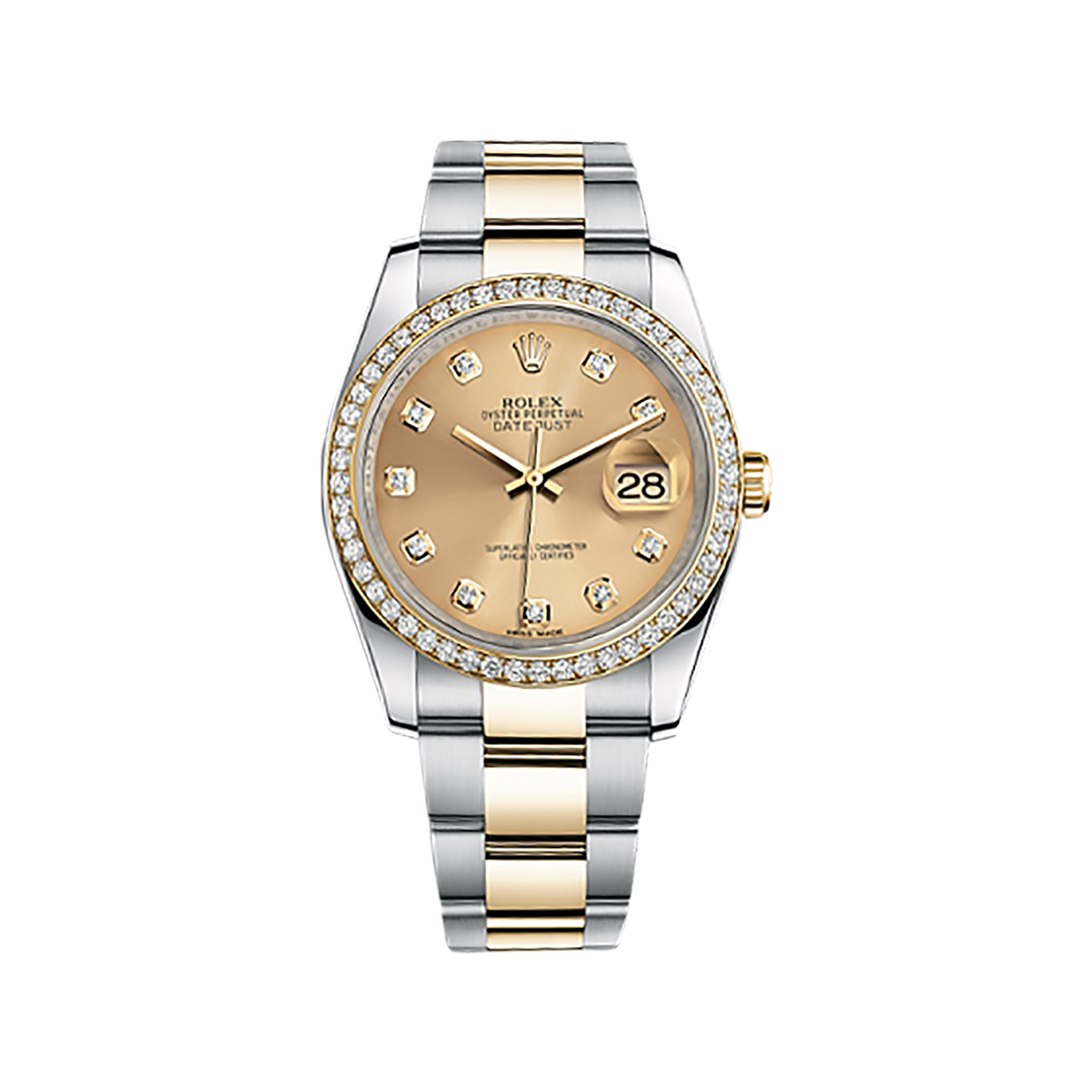 Datejust 36 116243 Gold & Stainless Steel Watch (Champagne Set with Diamonds)