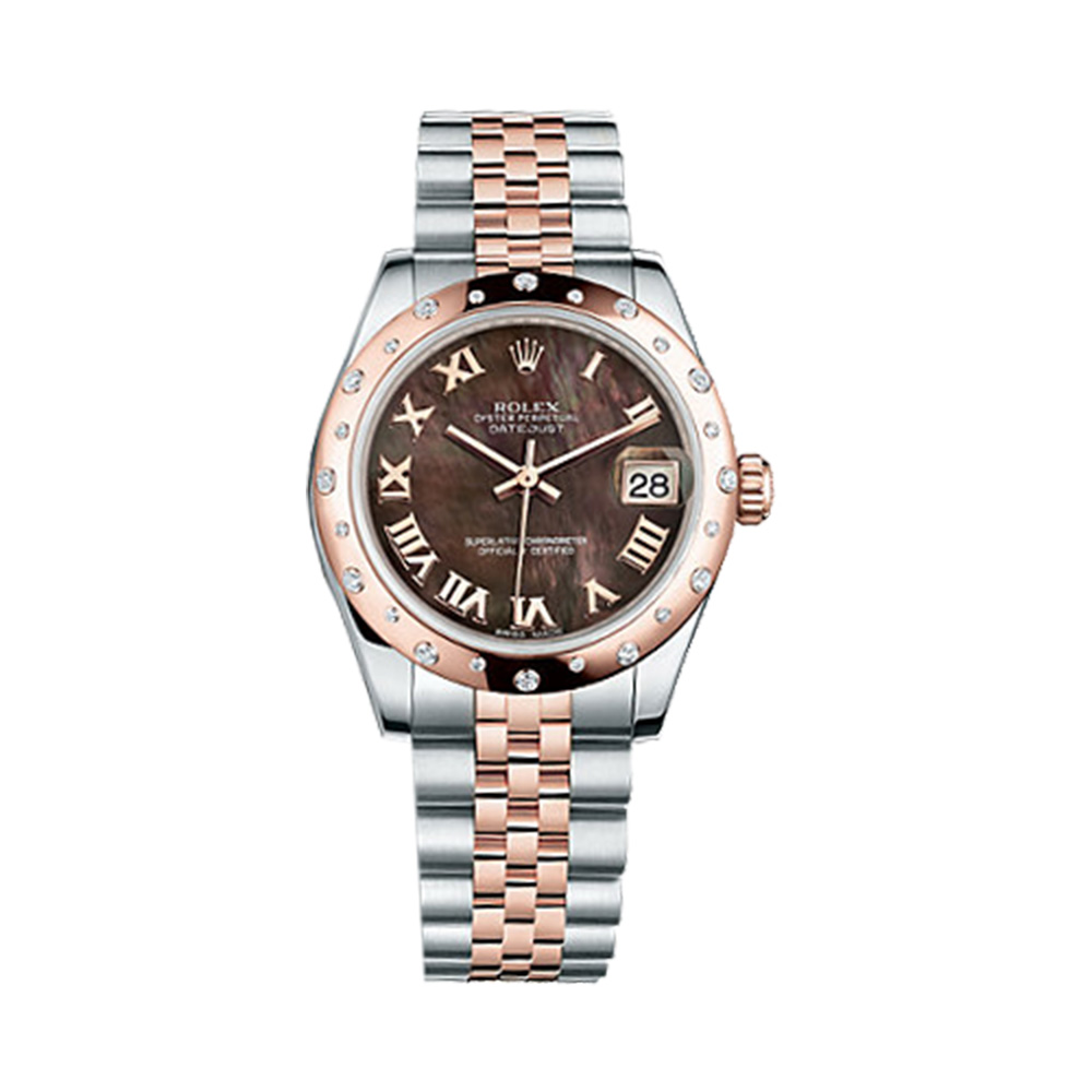 Datejust 31 178341 Rose Gold & Stainless Steel Watch (Black Mother-of-Pearl)