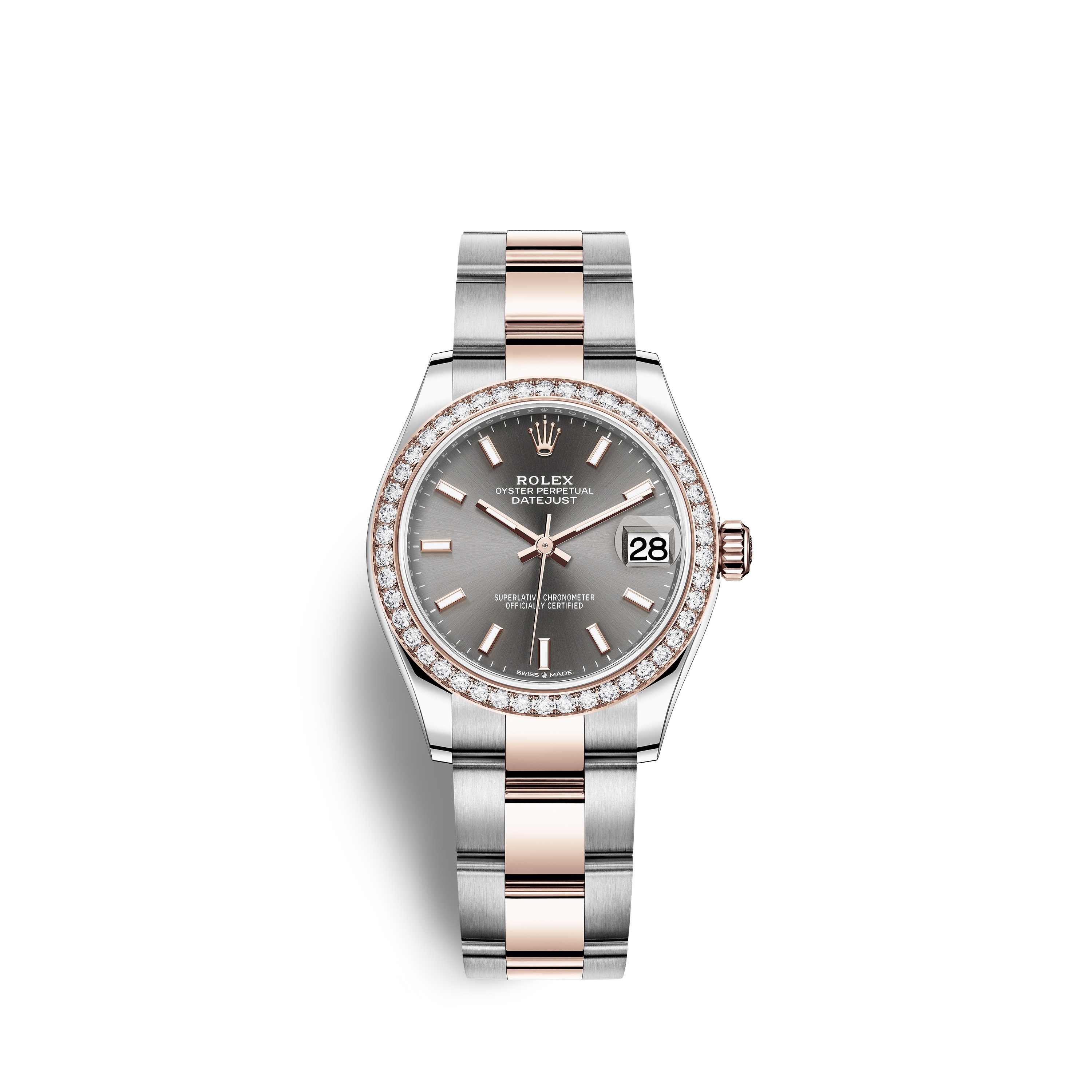 Datejust 31 278381RBR Rose Gold, Stainless Steel & Diamonds Watch (Rhodium) - Click Image to Close