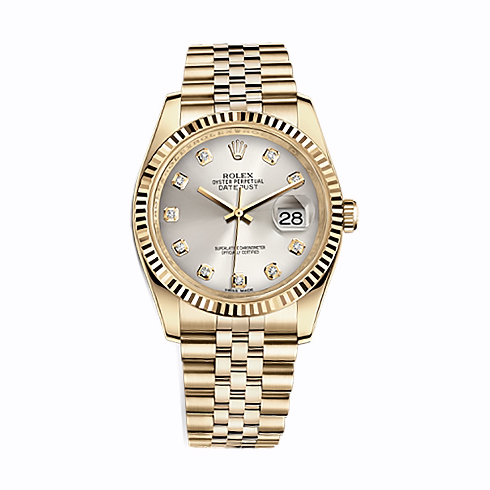 Datejust 36 116238 Gold Watch (Silver Set with Diamonds)
