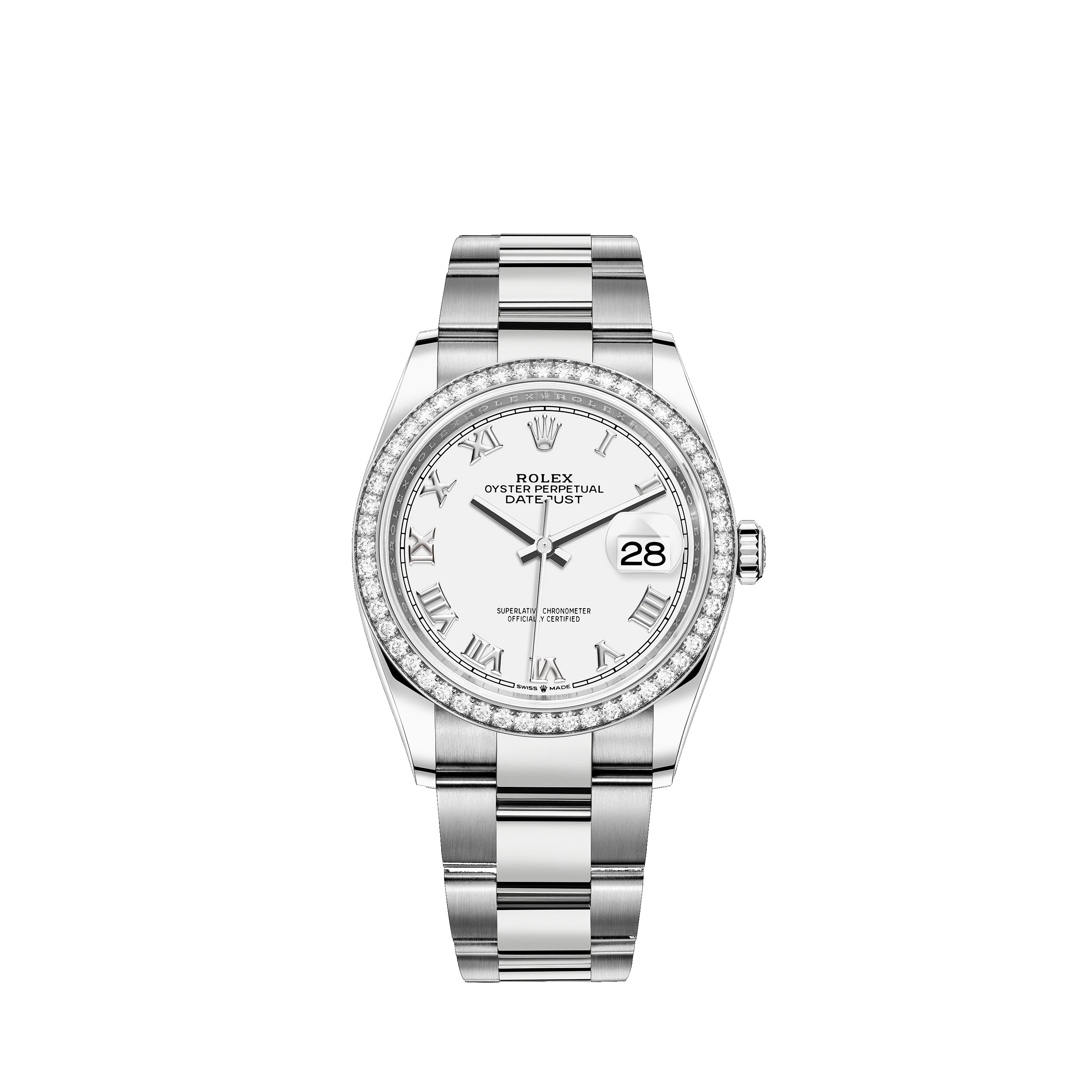Datejust 36 126284RBR White Gold, Stainless Steel & Diamonds Watch (White)