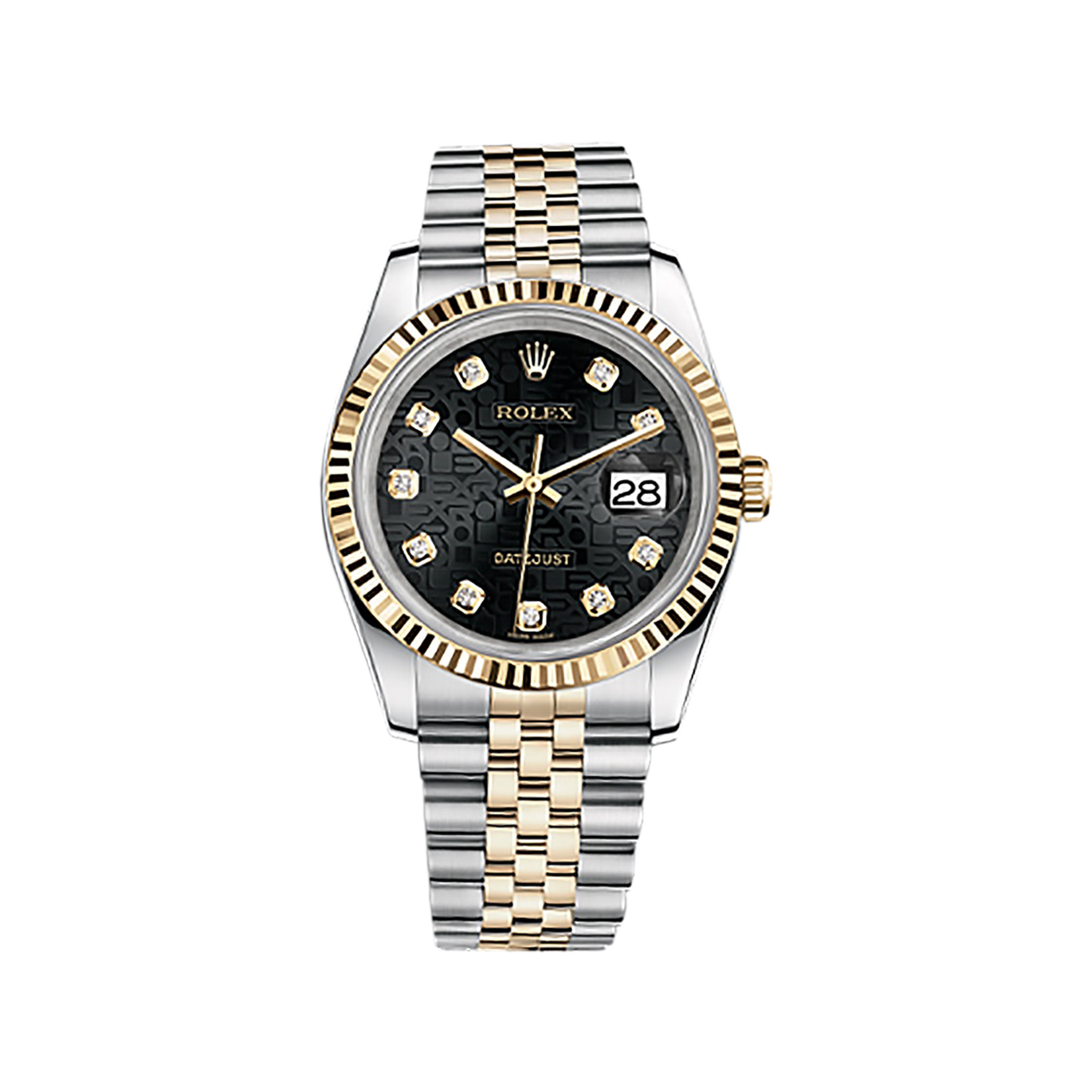 Datejust 36 116233 Gold & Stainless Steel Watch (Black Jubilee Design Set with Diamonds)