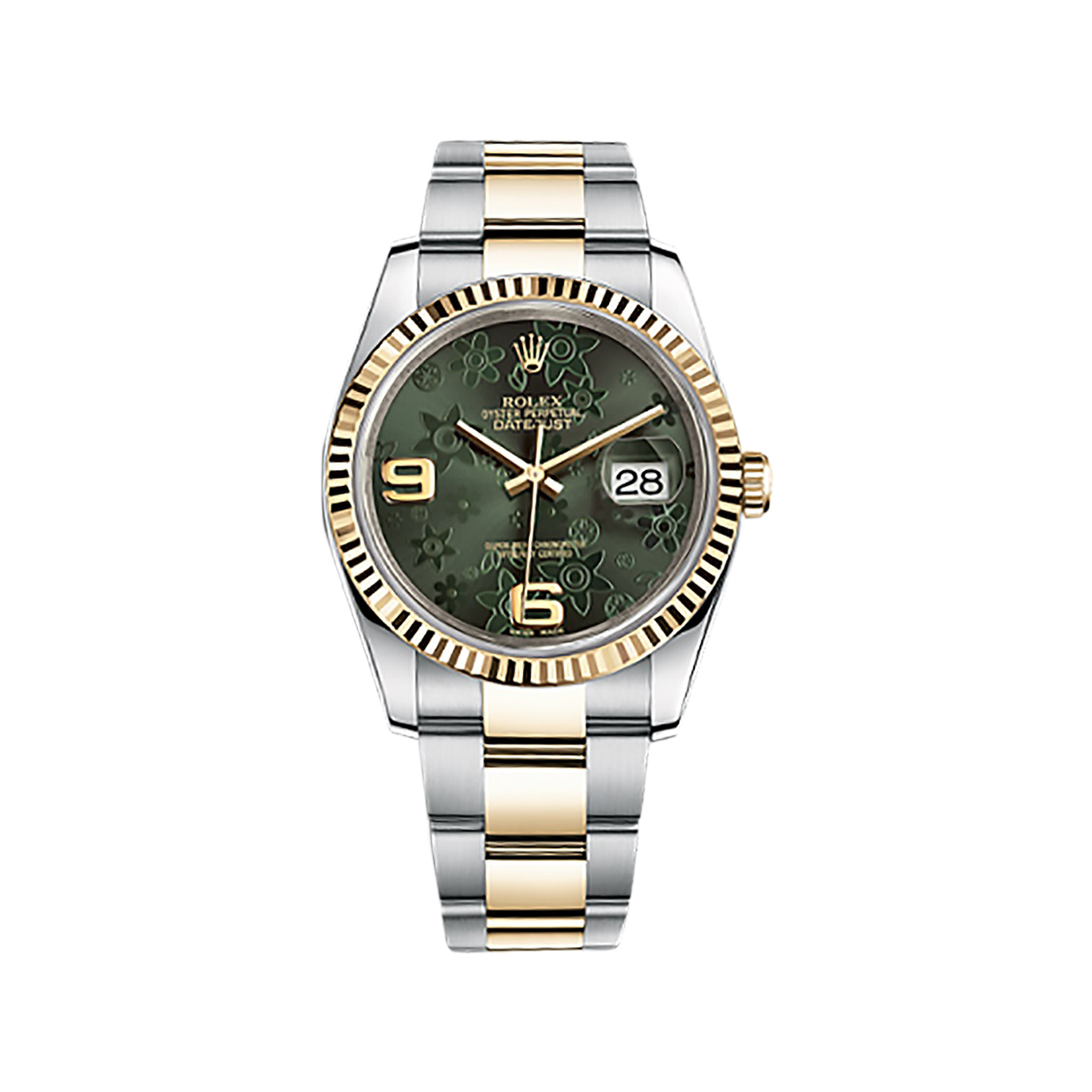 Datejust 36 116233 Gold & Stainless Steel Watch (Green Floral Motif)