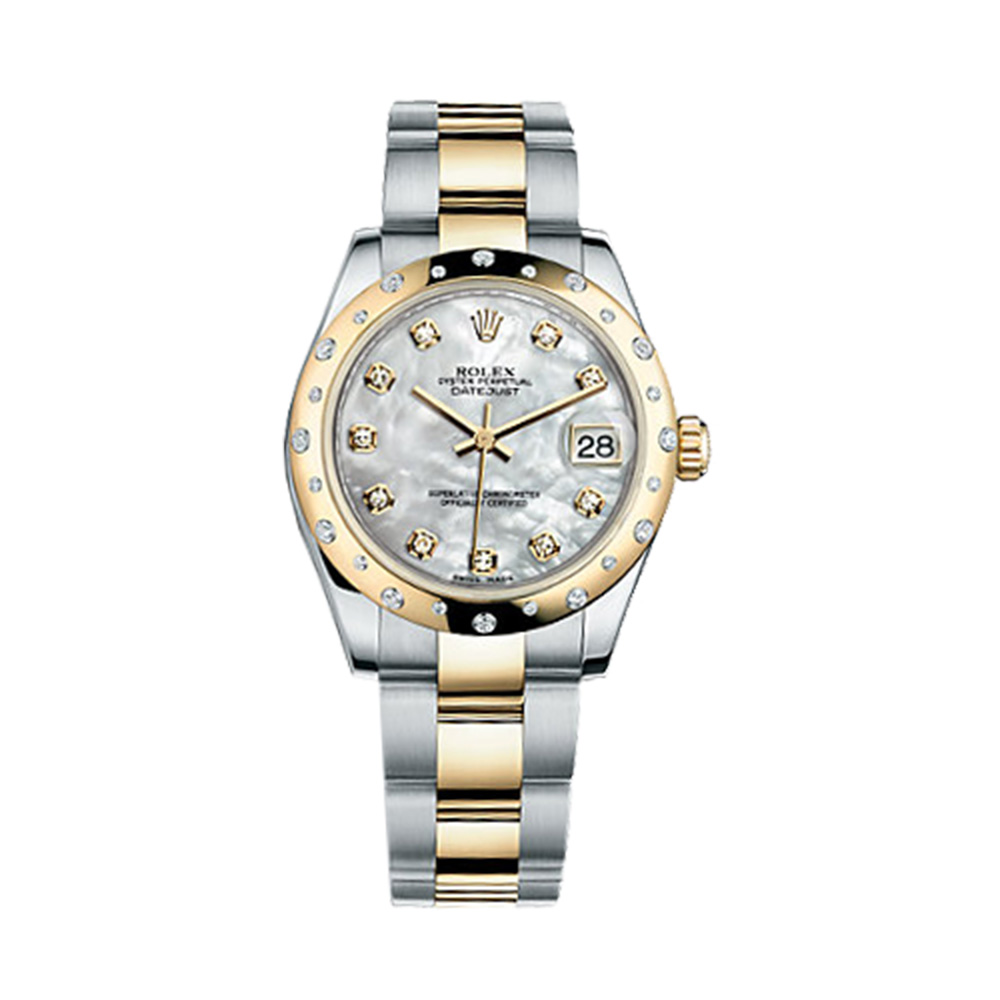 Datejust 31 178343 Gold & Stainless Steel Watch (White Mother-of-Pearl Set with Diamonds)