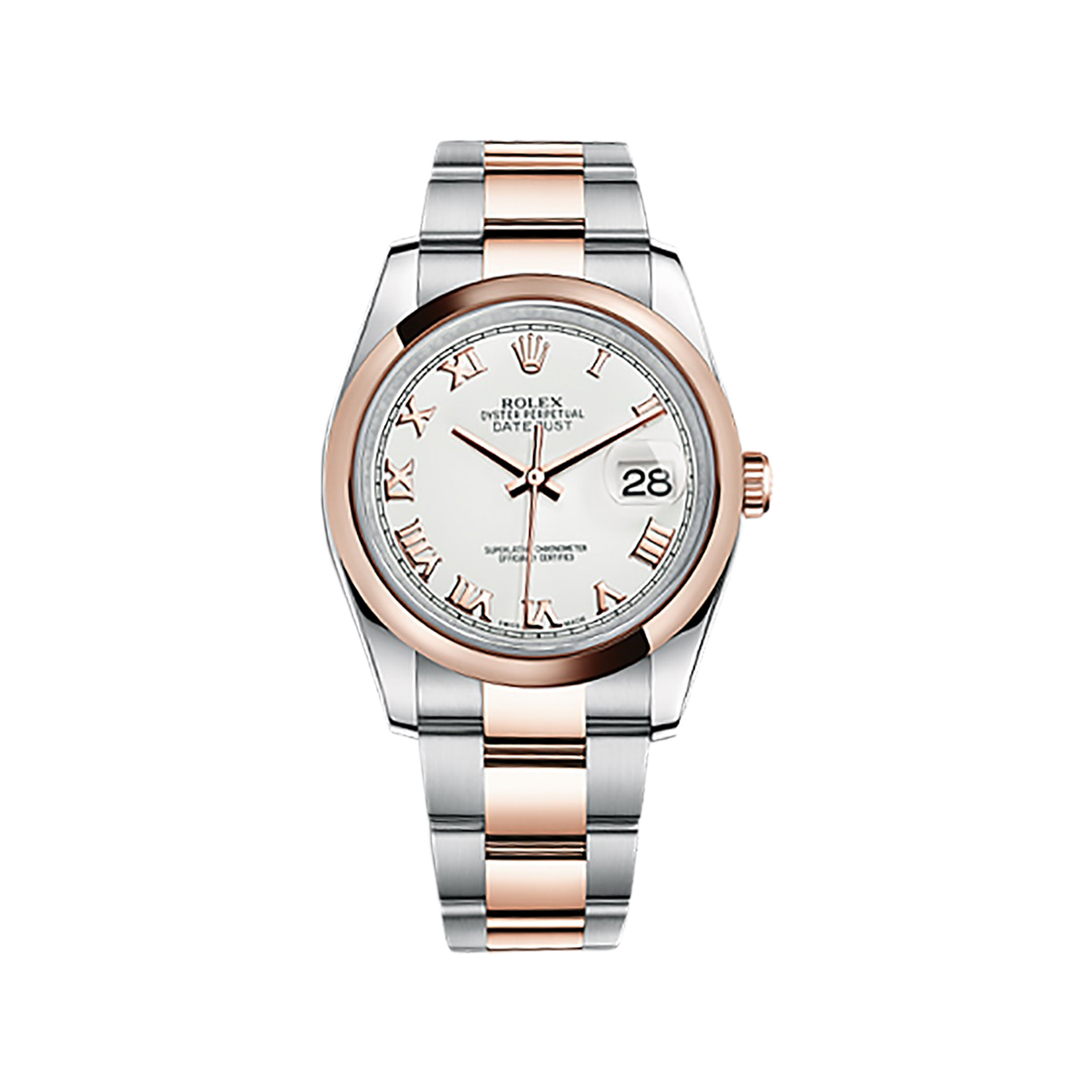 Datejust 36 116201 Rose Gold & Stainless Steel Watch (White)