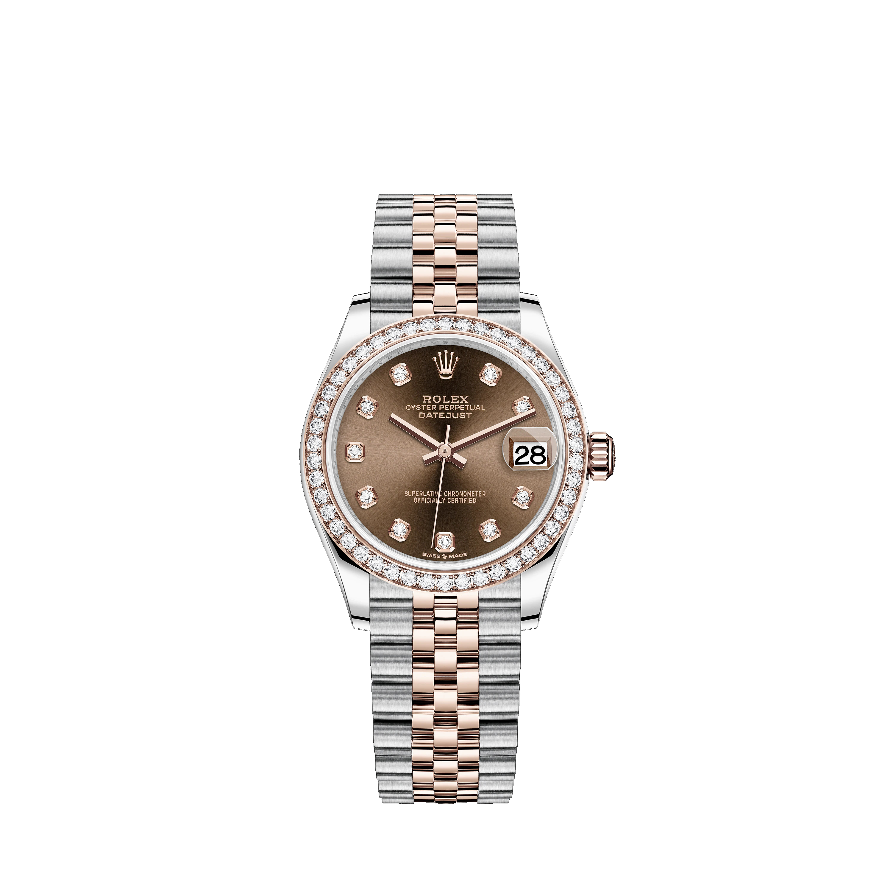 Datejust 31 278381RBR Rose Gold, Stainless Steel & Diamonds Watch (Chocolate Set with Diamonds)