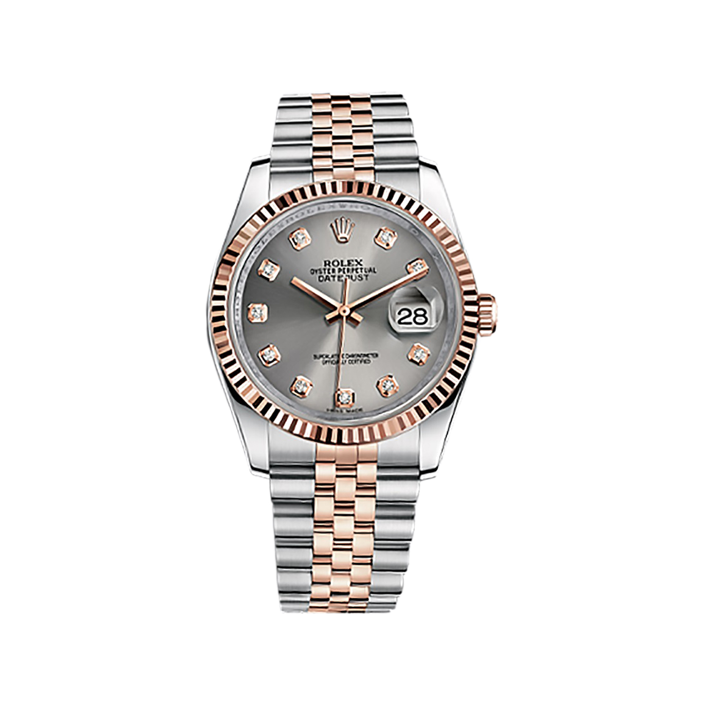 Datejust 36 116231 Rose Gold & Stainless Steel Watch (Steel Set with Diamonds) - Click Image to Close
