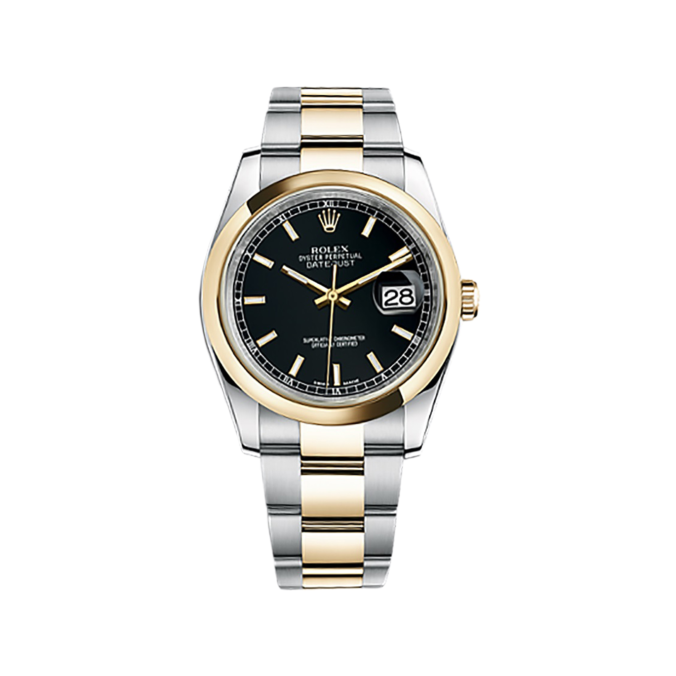 Datejust 36 116203 Gold & Stainless Steel Watch (Black) - Click Image to Close
