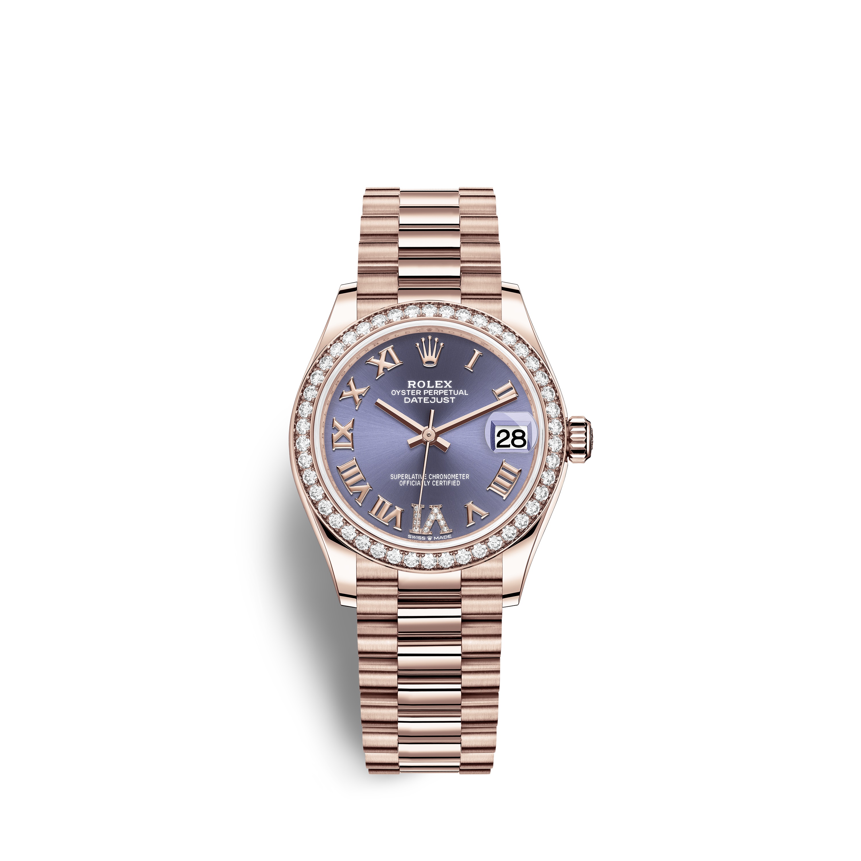 Datejust 31 278285RBR Rose Gold & Diamonds Watch (Aubergine Set with Diamonds)