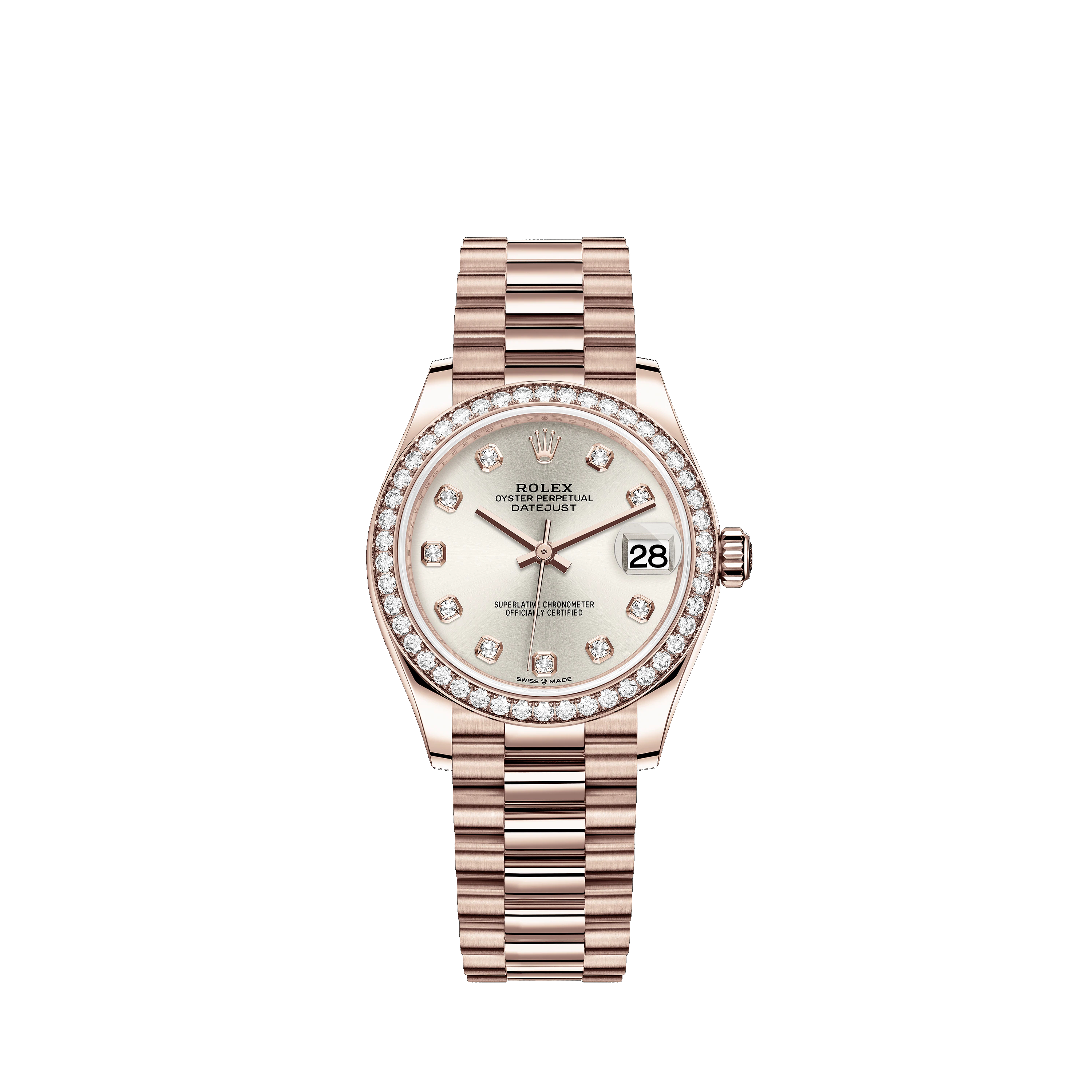 Datejust 31 278285RBR Rose Gold & Diamonds Watch (Silver Set with Diamonds)