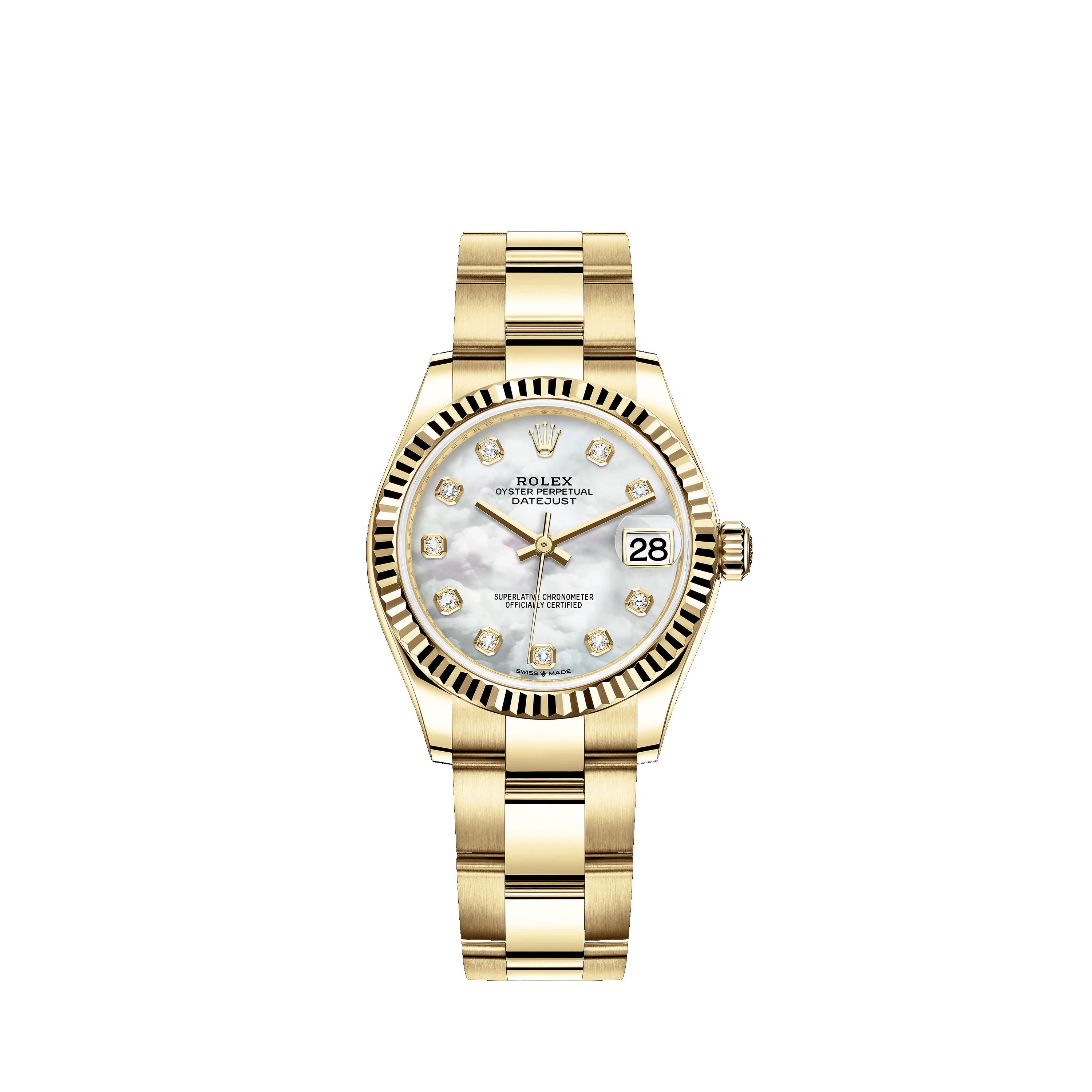 Datejust 31 278278 Gold Watch (White Mother-of-Pearl Set with Diamonds) - Click Image to Close