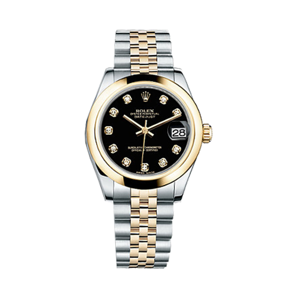 Datejust 31 178243 Gold & Stainless Steel Watch (Black Set with Diamonds) - Click Image to Close