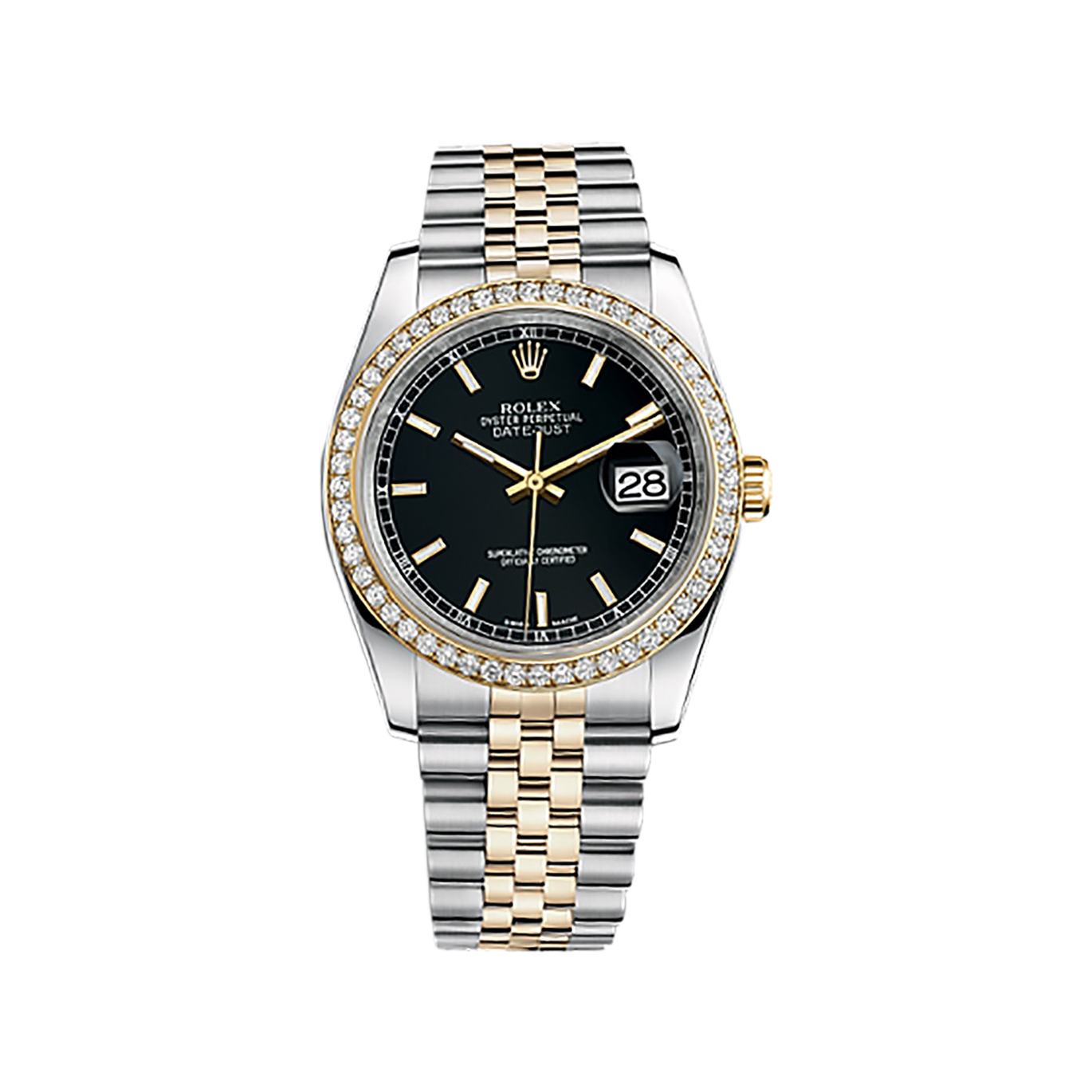 Datejust 36 116243 Gold & Stainless Steel Watch (Black)
