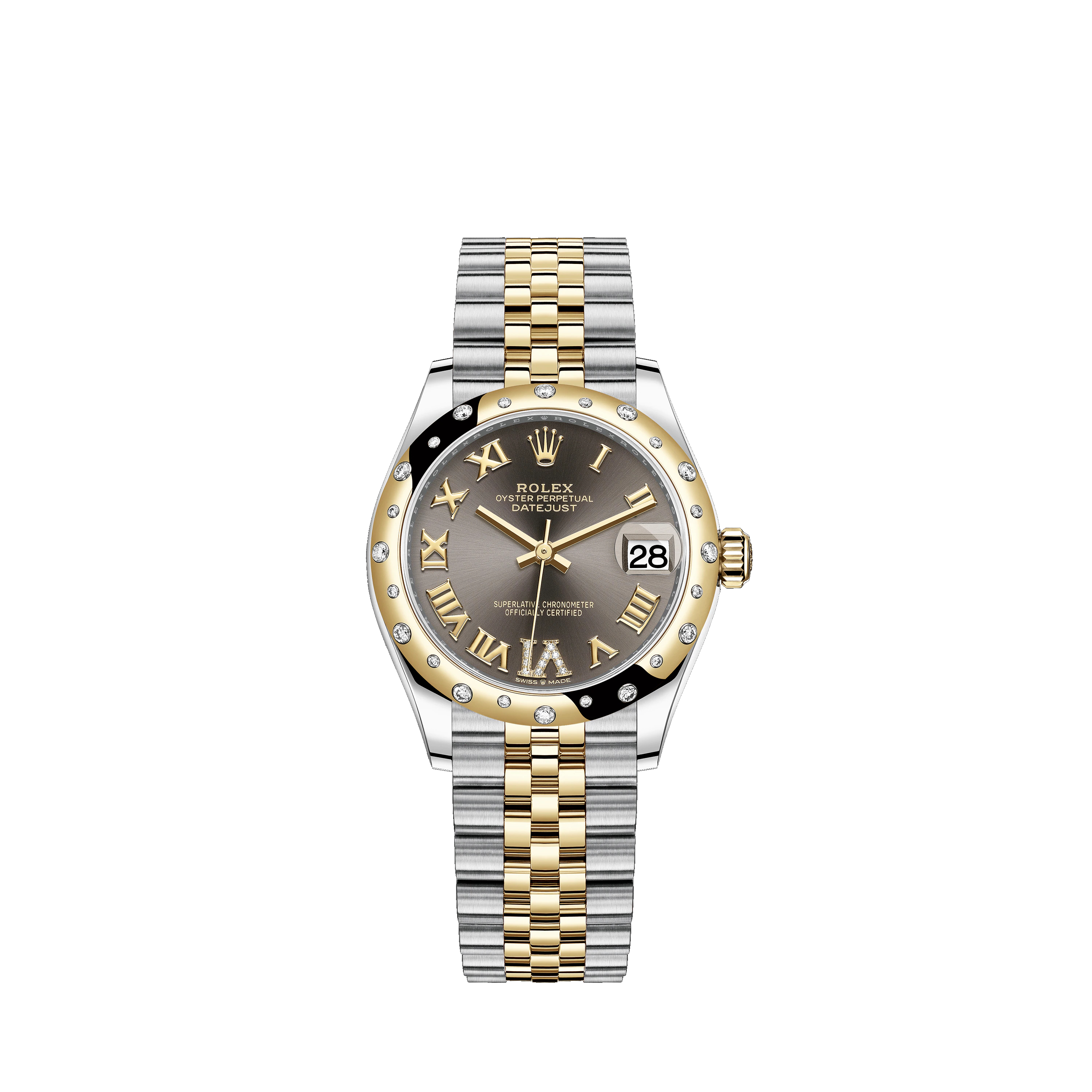 Datejust 31 278343RBR Gold & Stainless Steel Watch (Dark Grey Set with Diamonds)