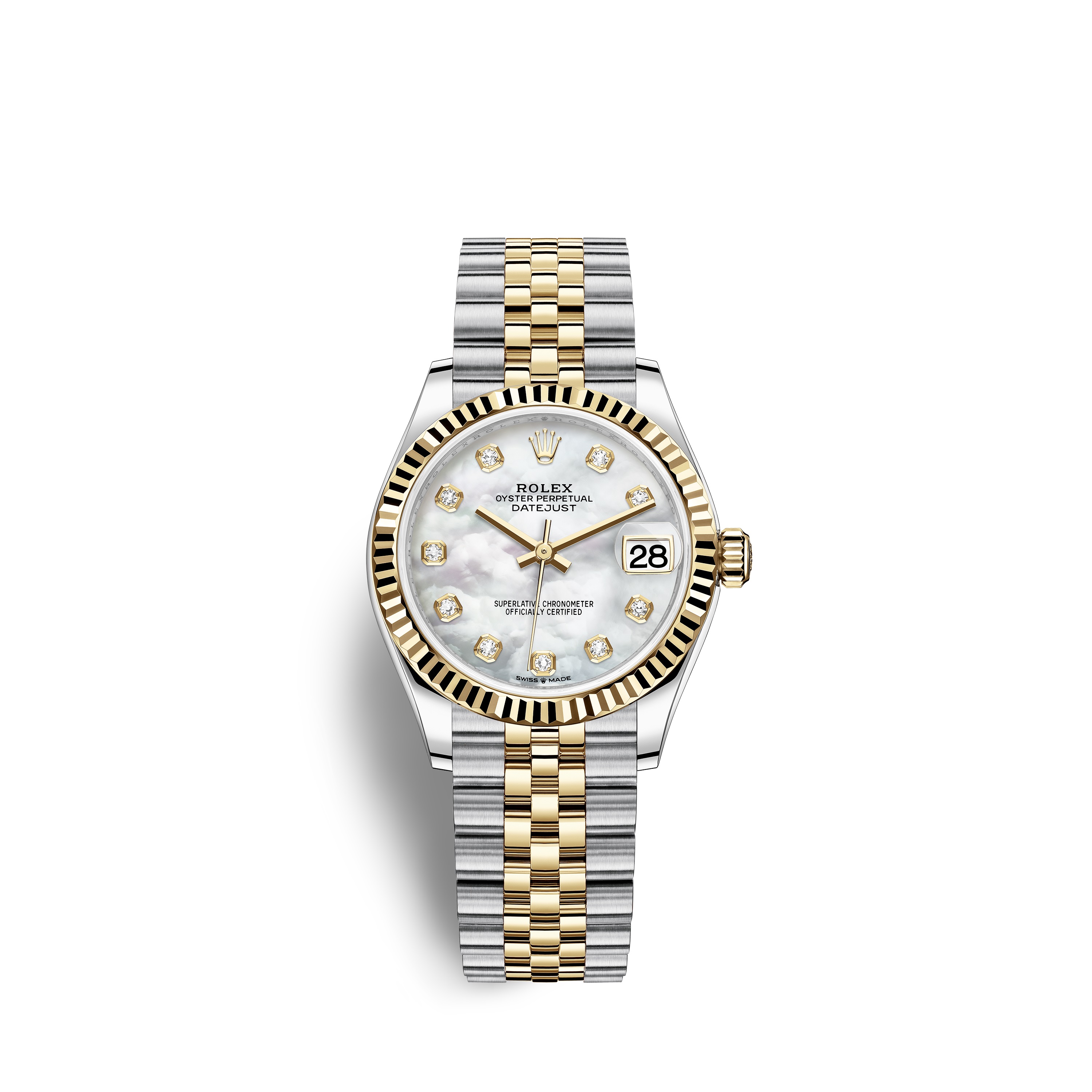 Datejust 31 278273 Gold & Stainless Steel Watch (White Mother-of-Pearl Set with Diamonds) - Click Image to Close