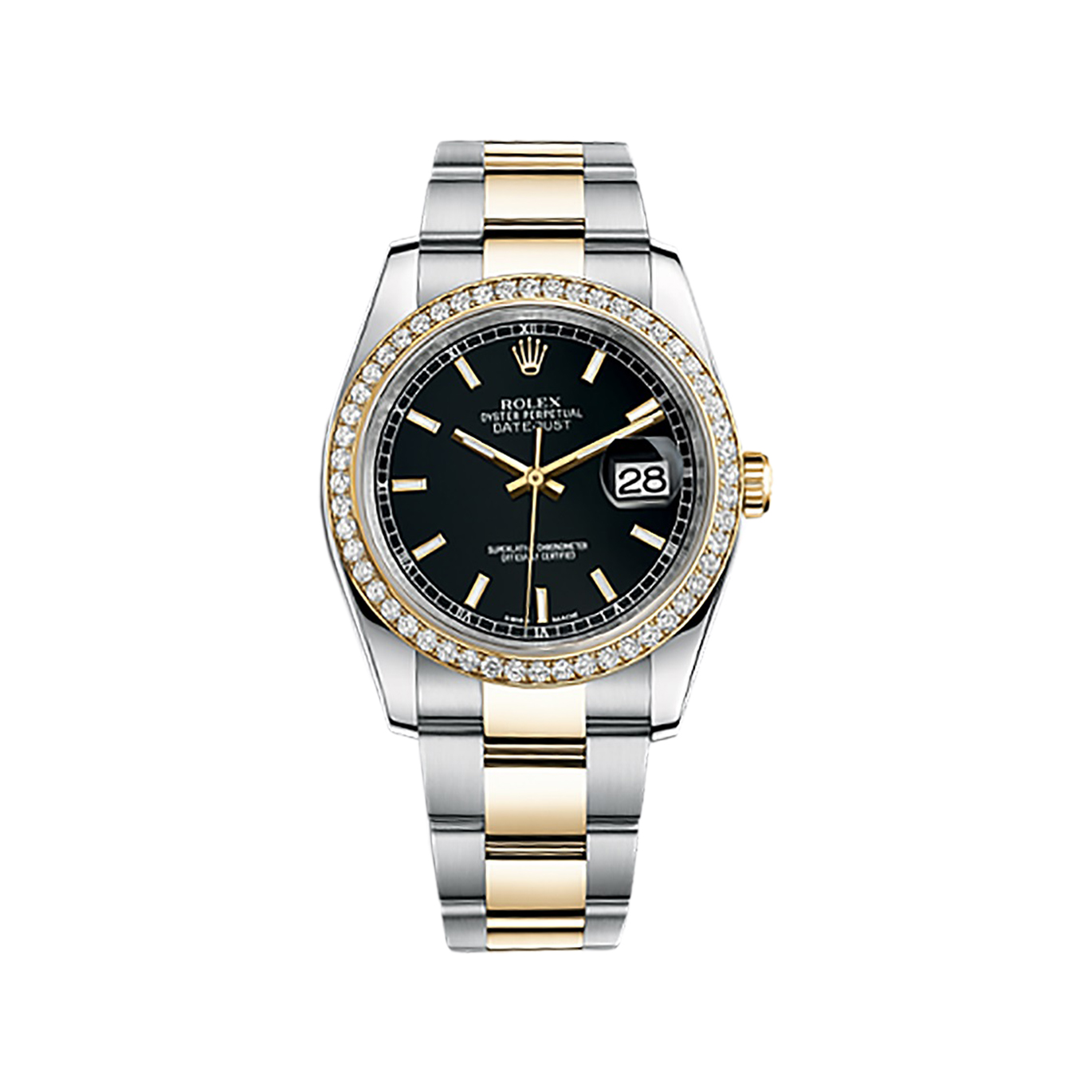 Datejust 36 116243 Gold & Stainless Steel Watch (Black) - Click Image to Close
